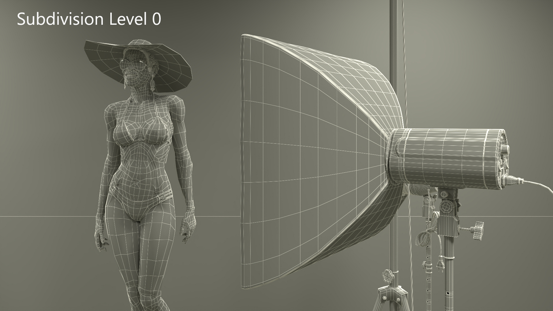 3D Dark Skinned Girl in Swimwear at Photo Studio Setting model