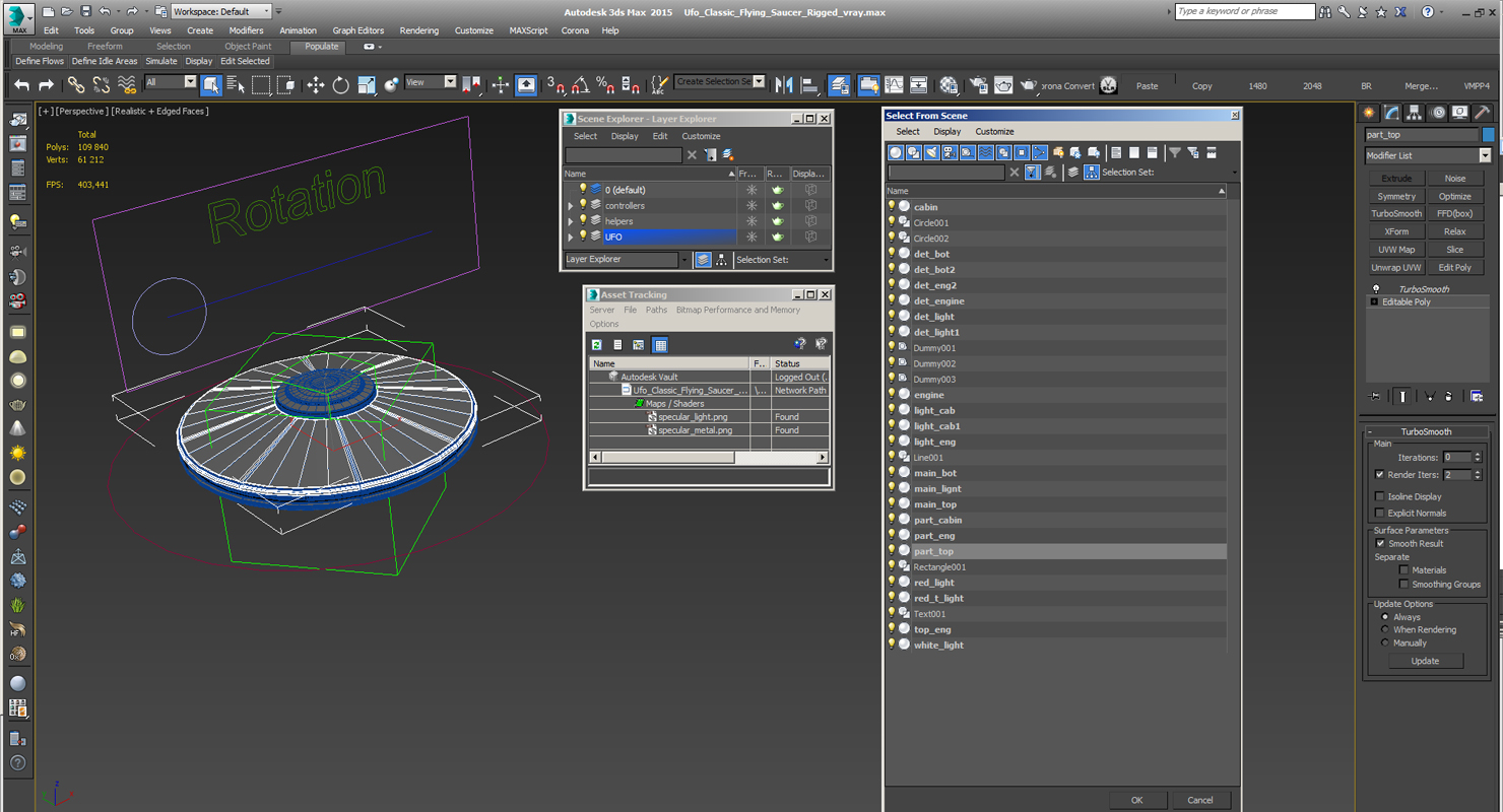 Ufo Classic Flying Saucer Rigged 3D