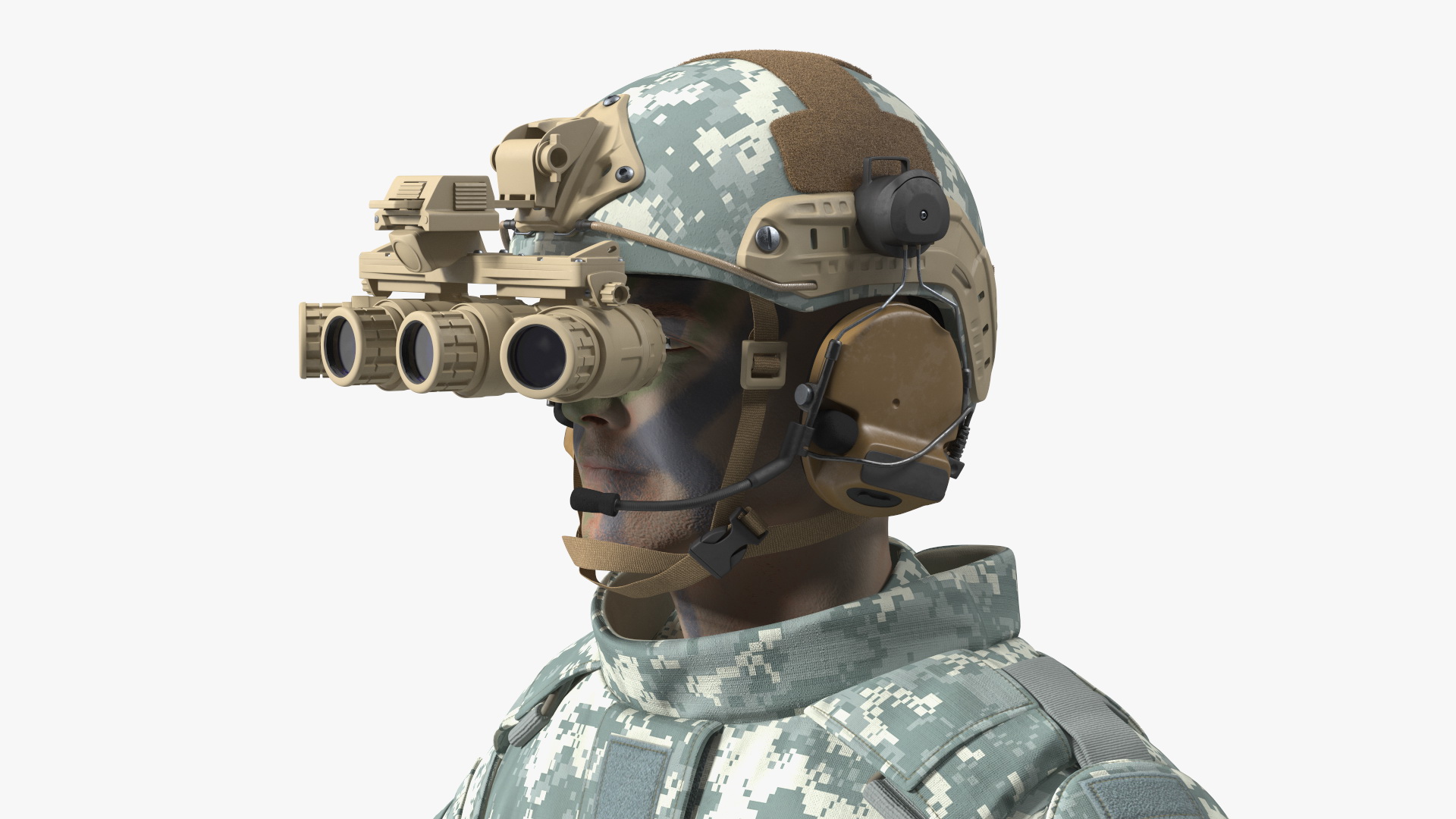 3D model Soldier Grey Camo with Night Visor Fur Rigged