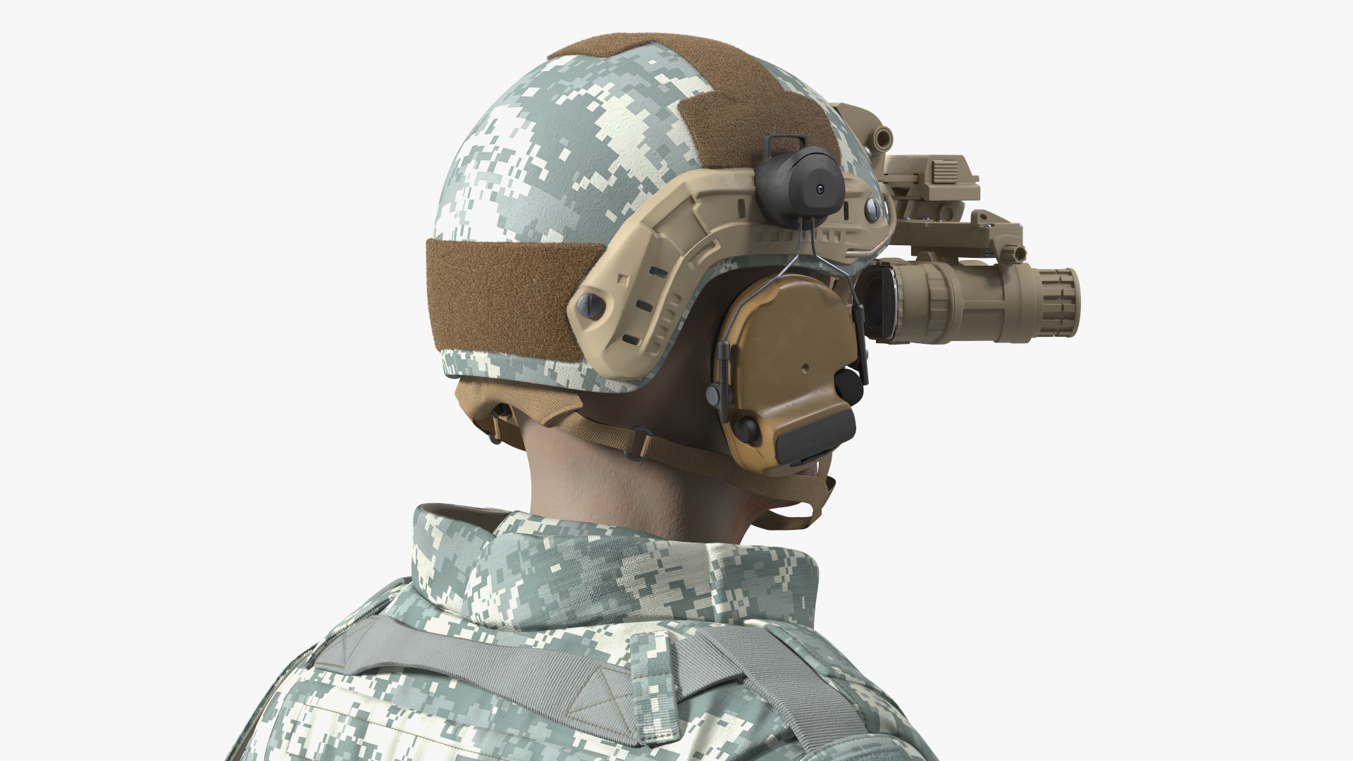 3D model Soldier Grey Camo with Night Visor Fur Rigged
