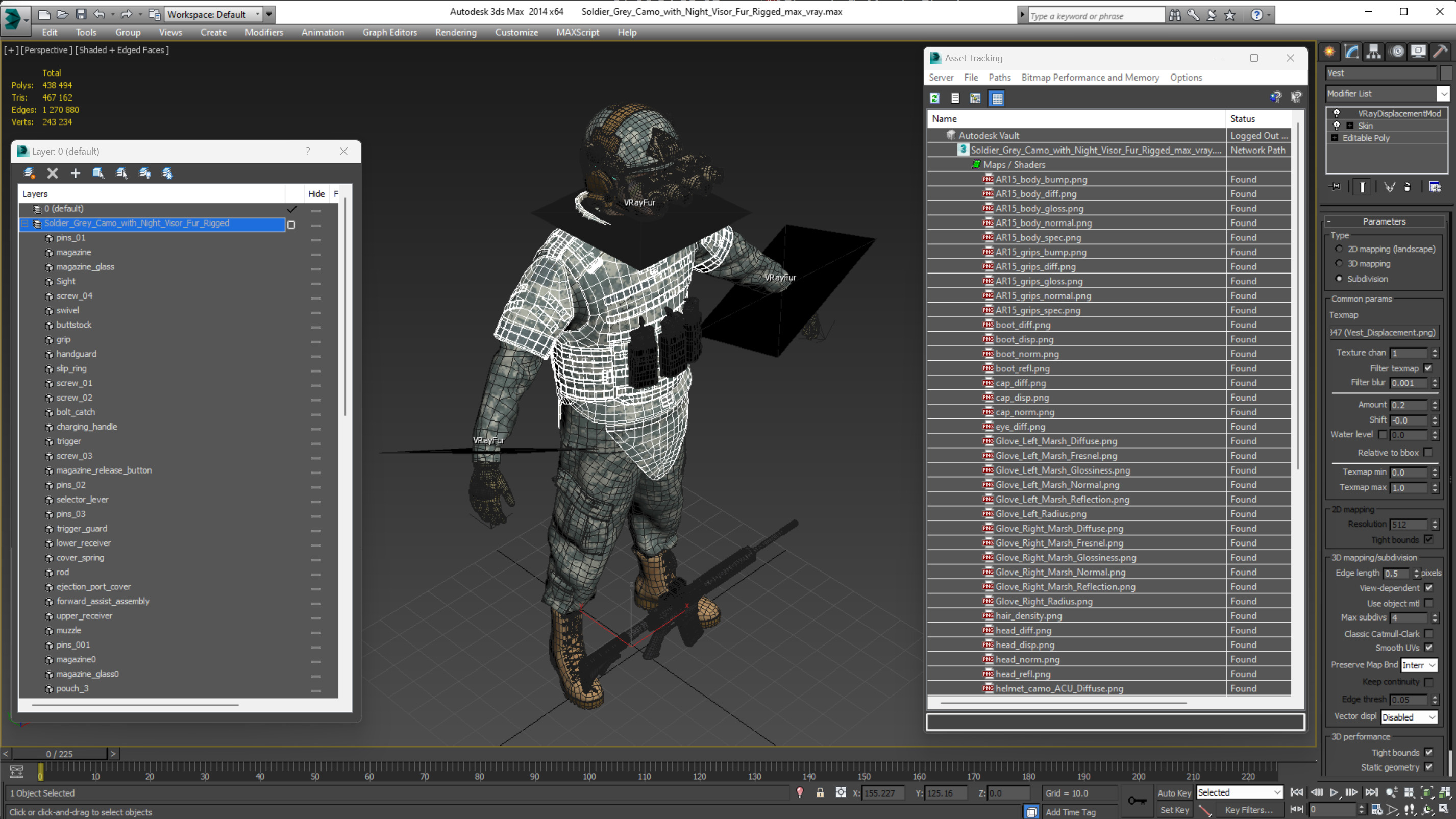 3D model Soldier Grey Camo with Night Visor Fur Rigged