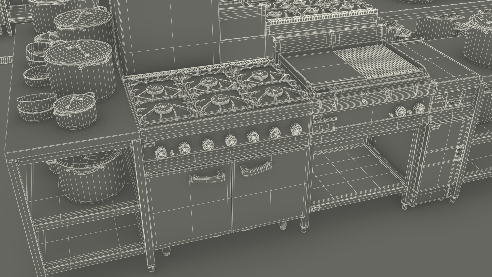 Large Restaurant Kitchen 3D model