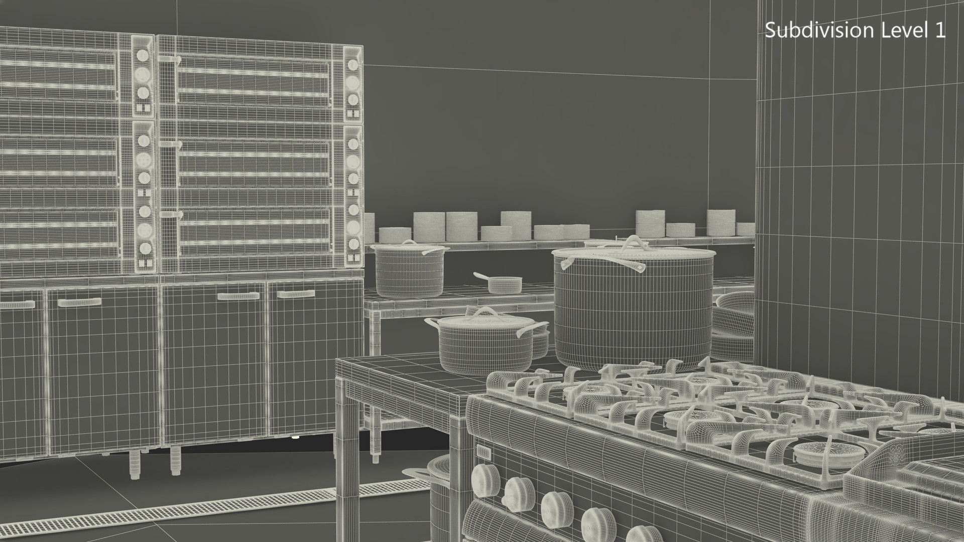 Large Restaurant Kitchen 3D model