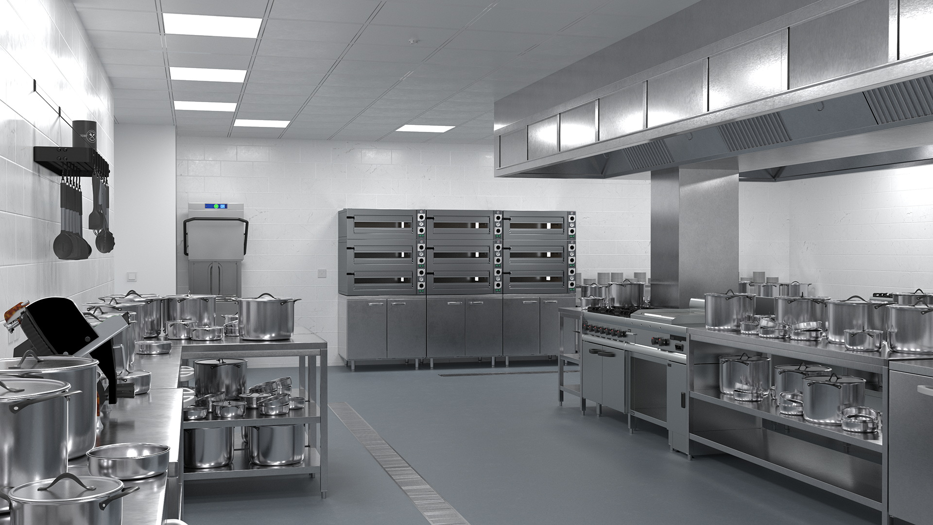 Large Restaurant Kitchen 3D model