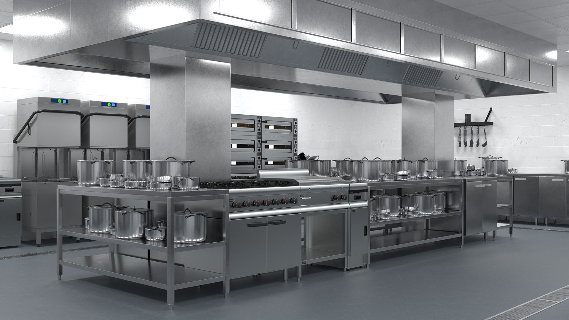 Large Restaurant Kitchen 3D model