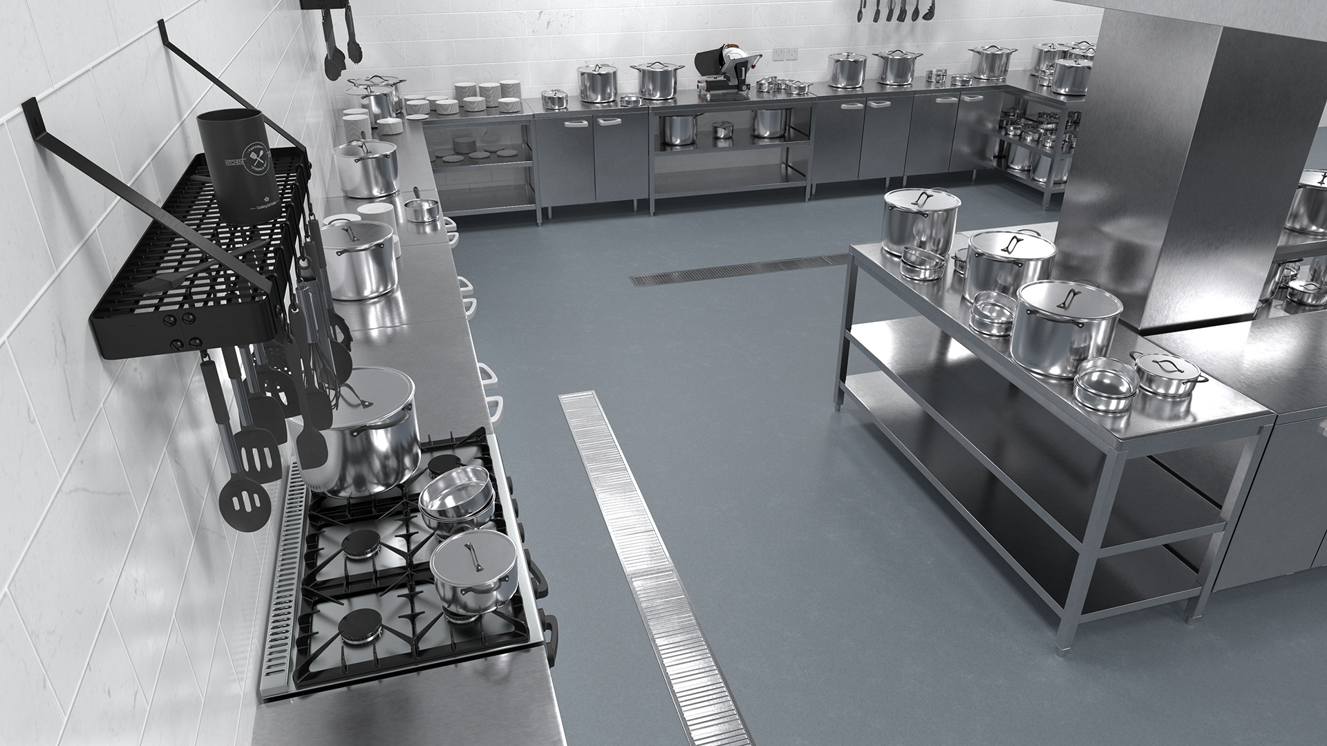 Large Restaurant Kitchen 3D model