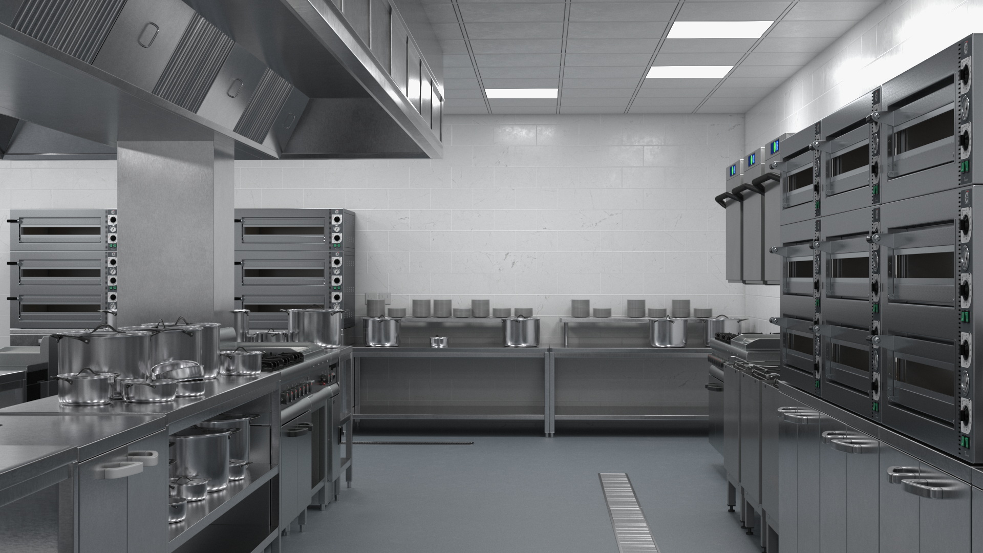 Large Restaurant Kitchen 3D model