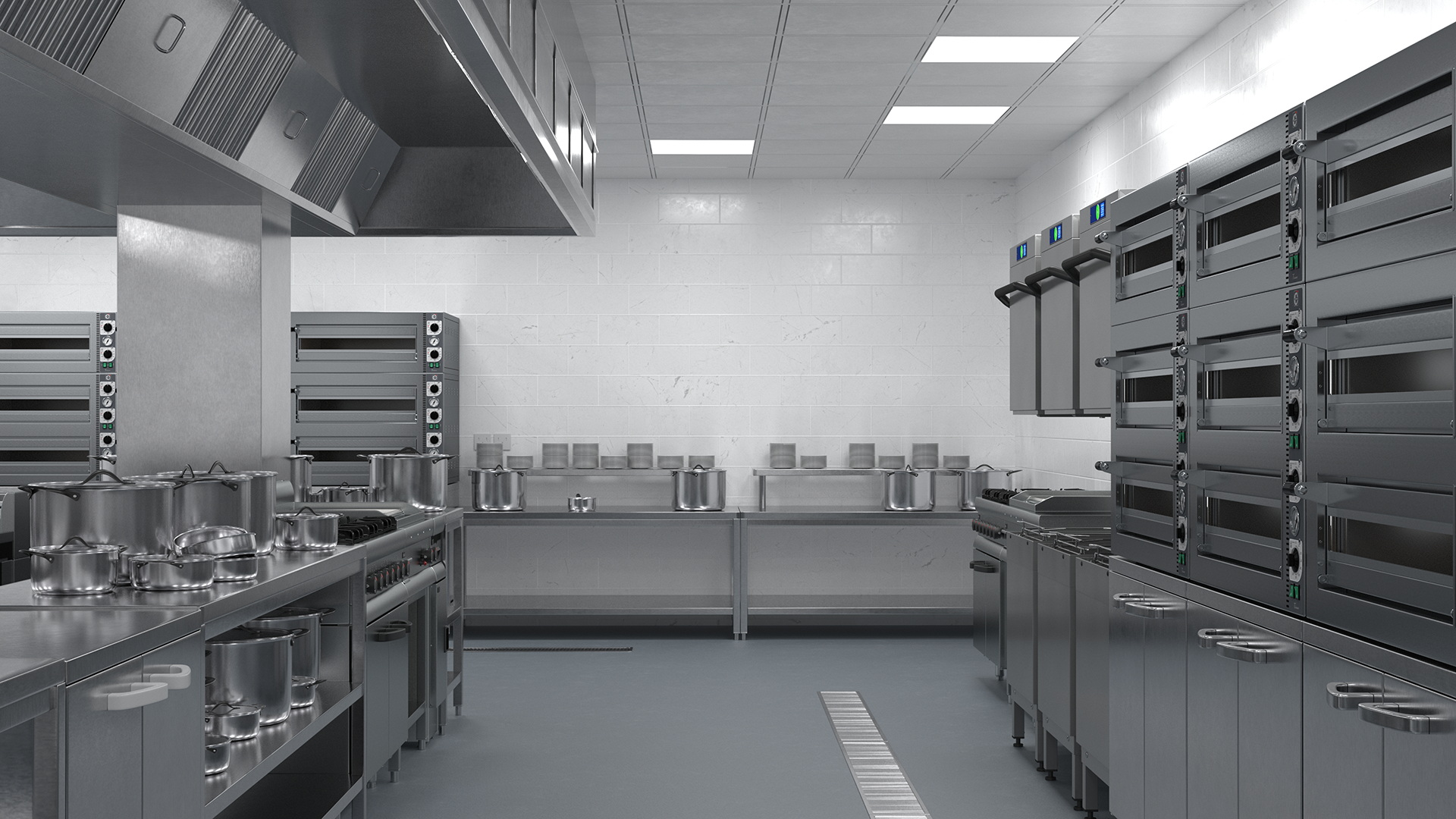 Large Restaurant Kitchen 3D model