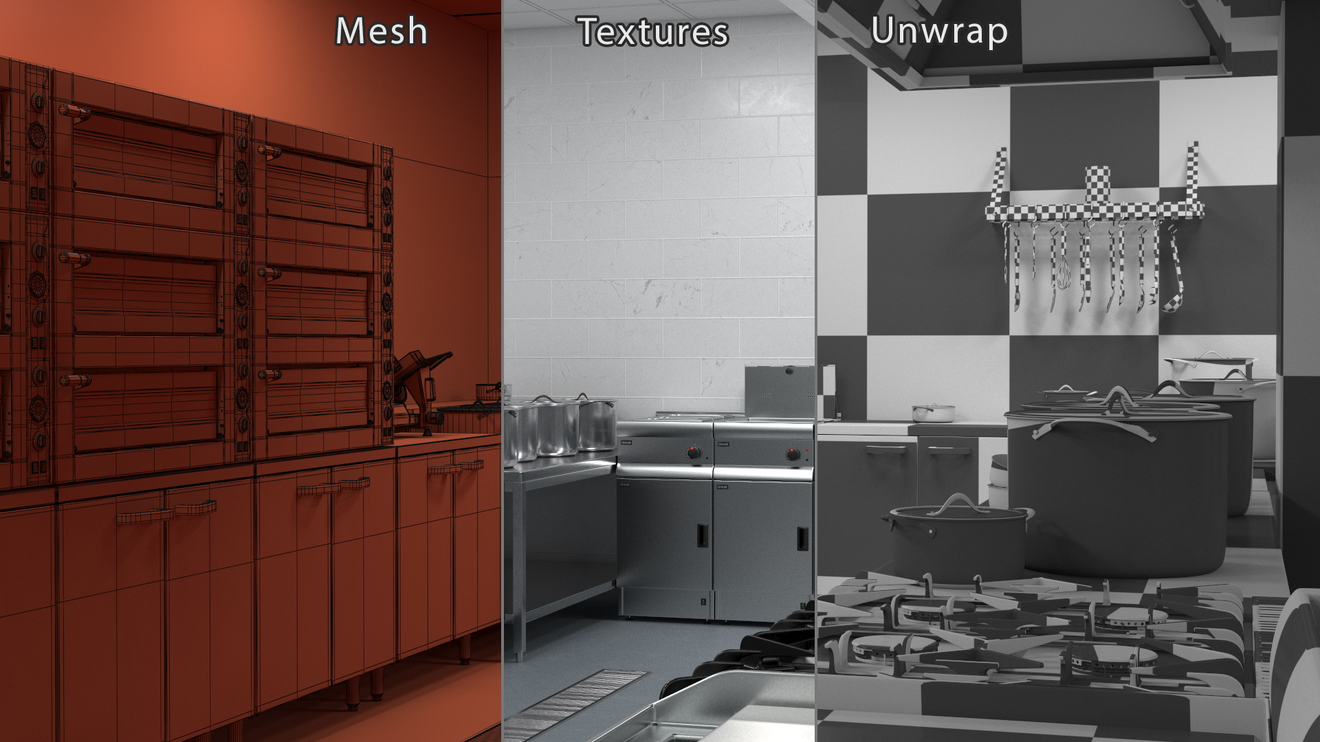 Large Restaurant Kitchen 3D model