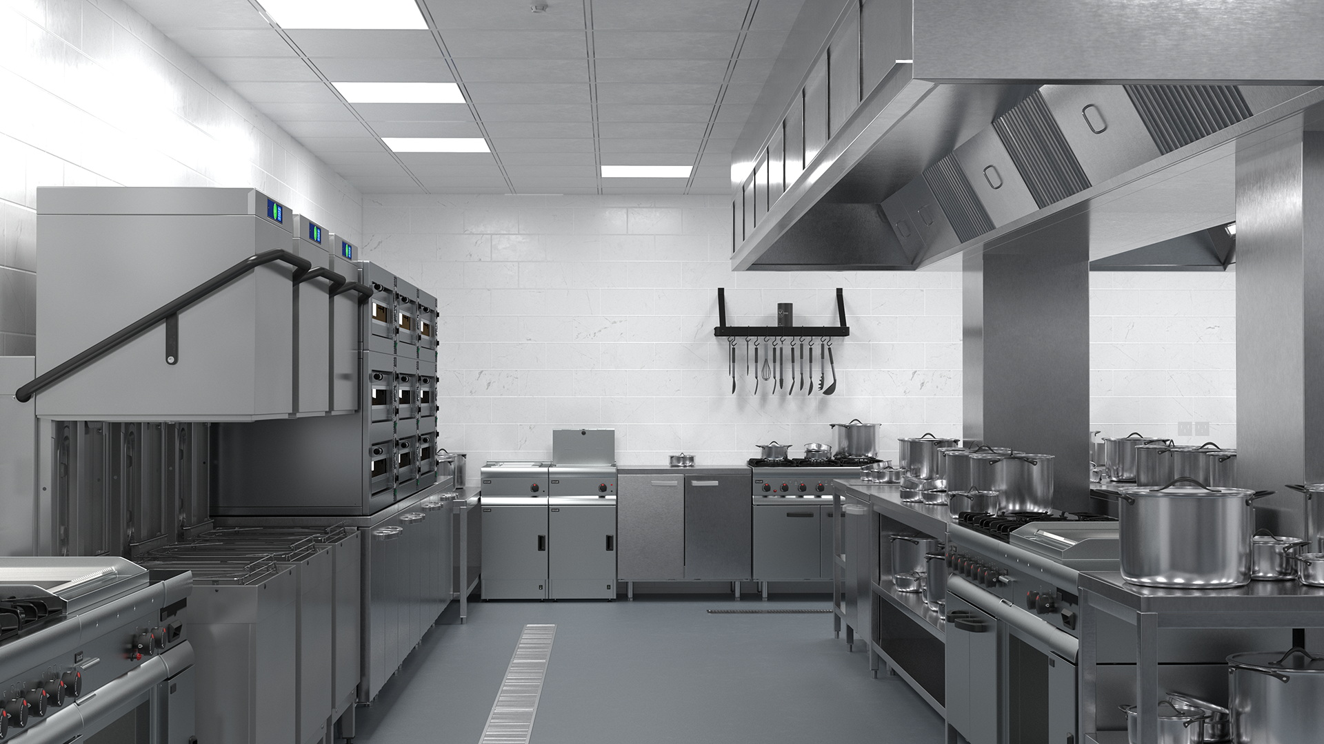 Large Restaurant Kitchen 3D model