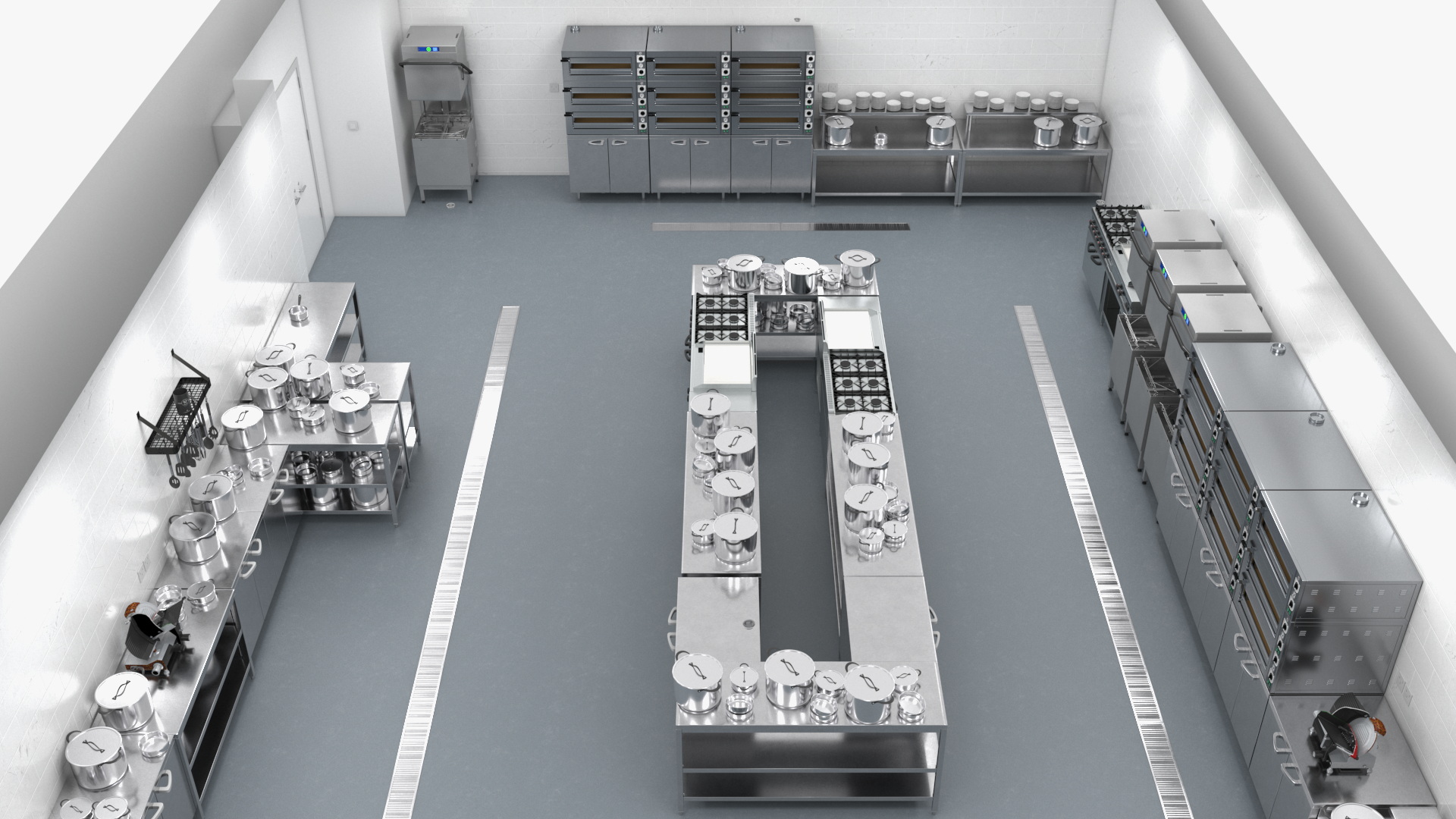 Large Restaurant Kitchen 3D model