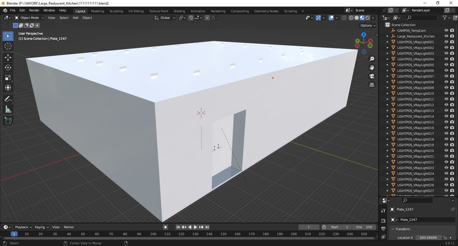 Large Restaurant Kitchen 3D model