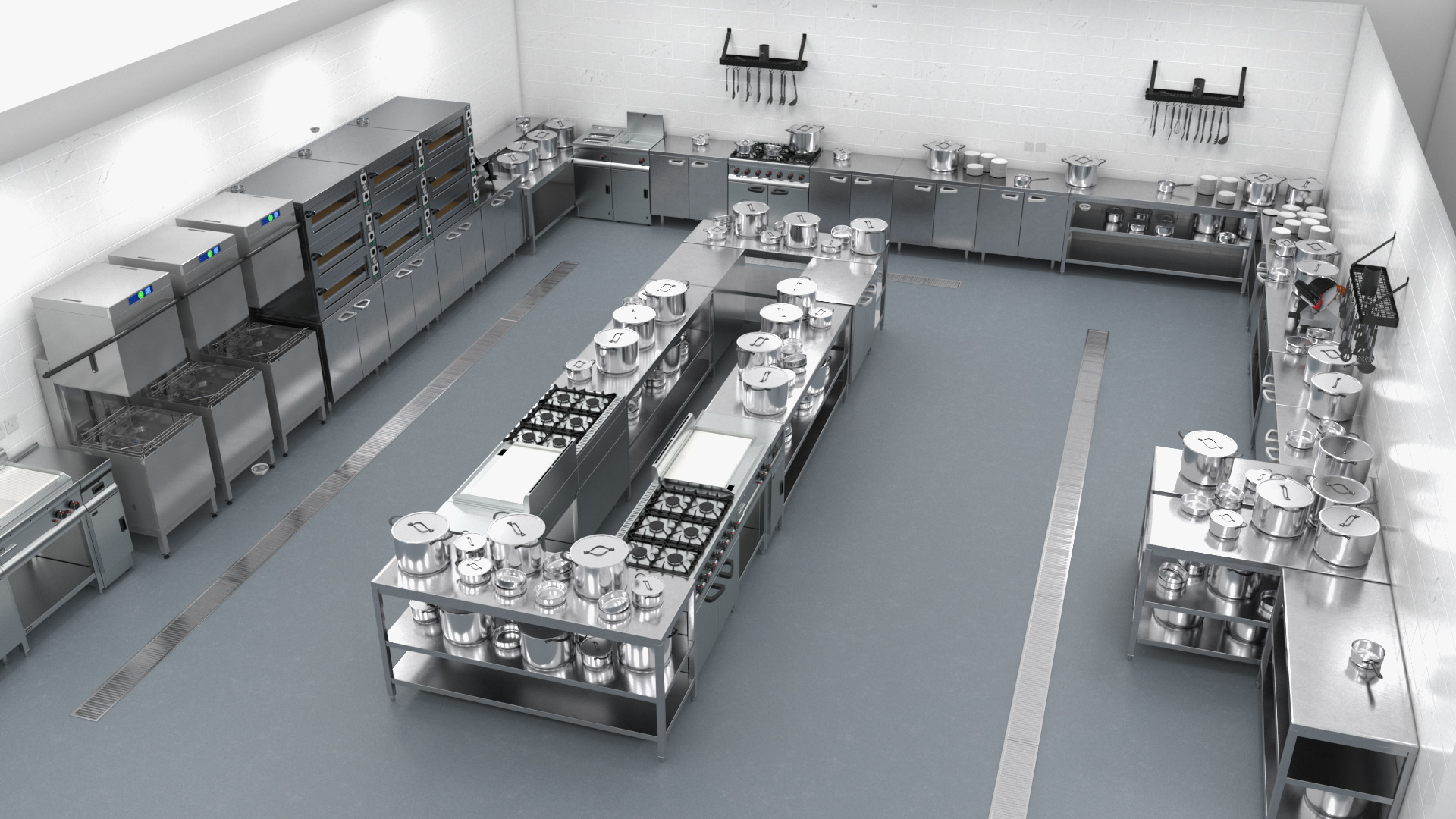 Large Restaurant Kitchen 3D model