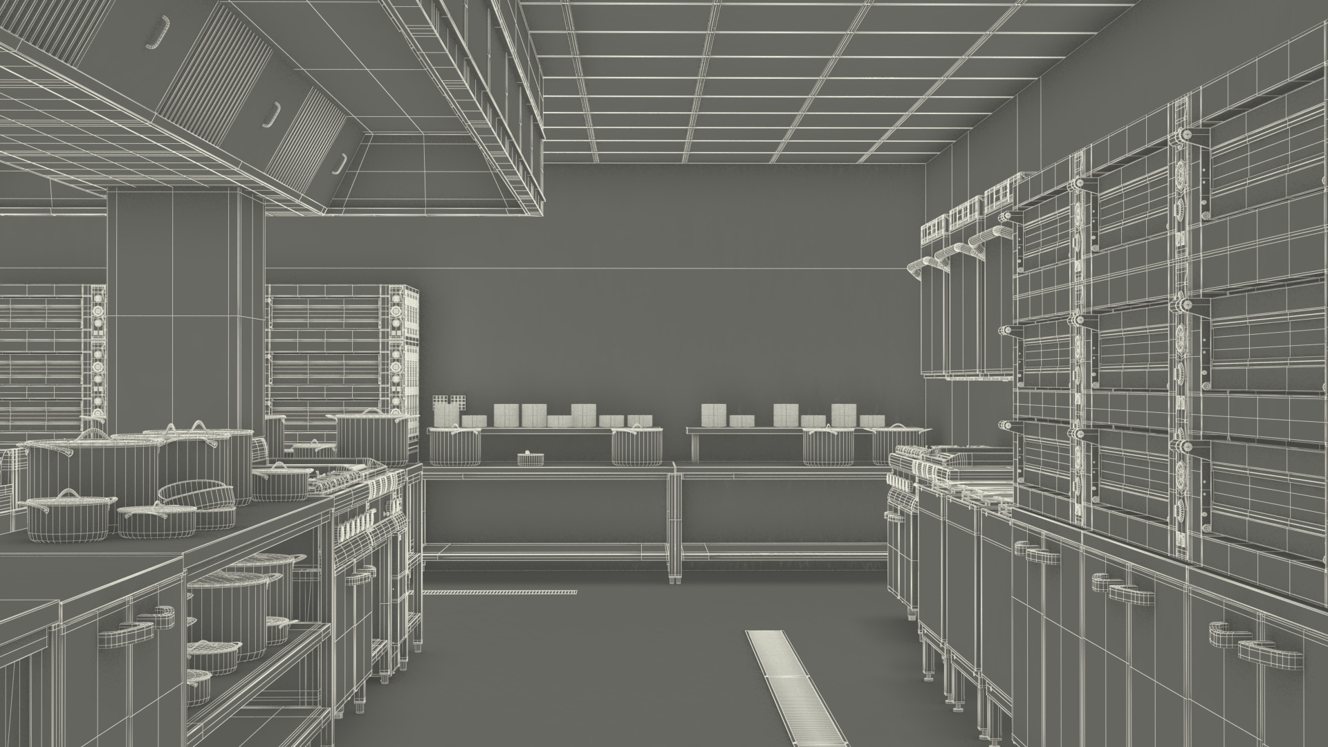 Large Restaurant Kitchen 3D model