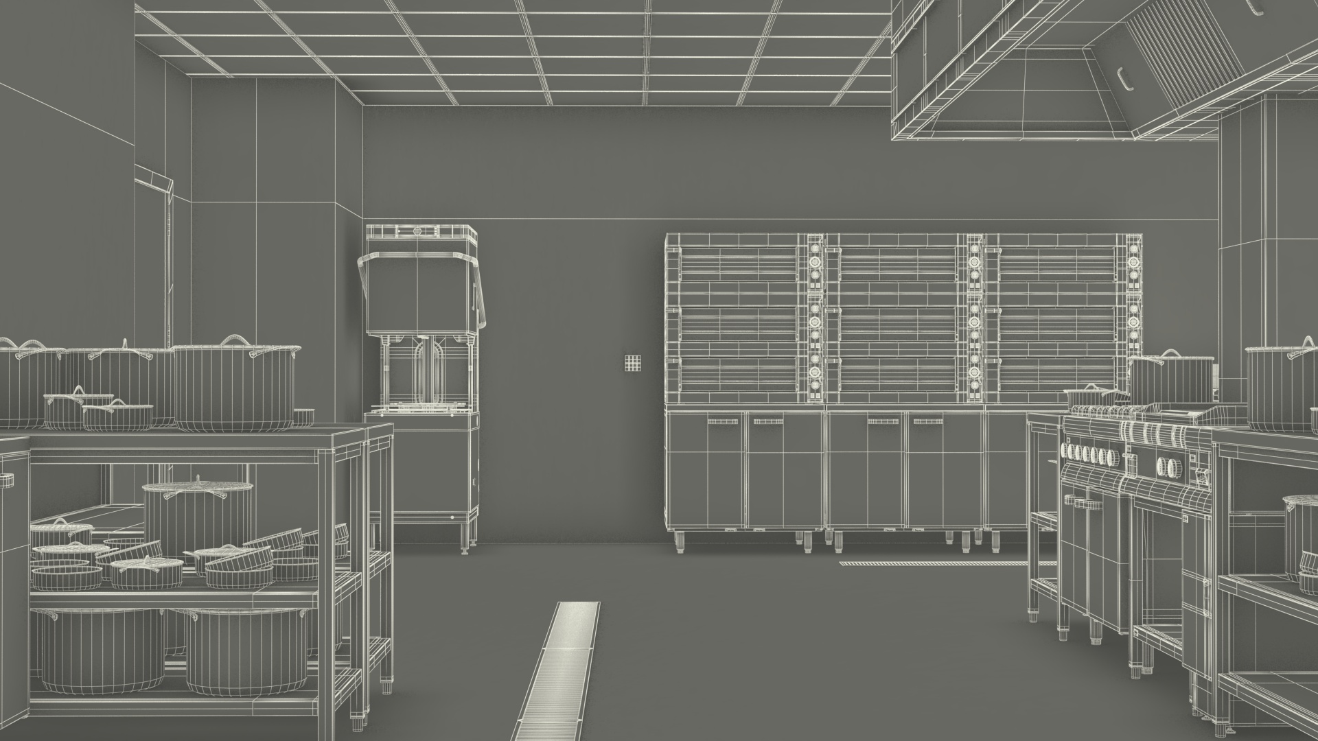 Large Restaurant Kitchen 3D model