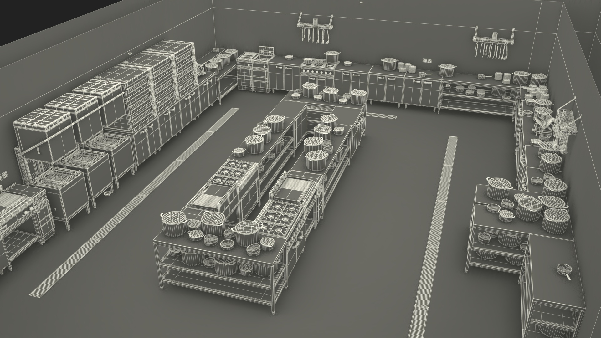 Large Restaurant Kitchen 3D model