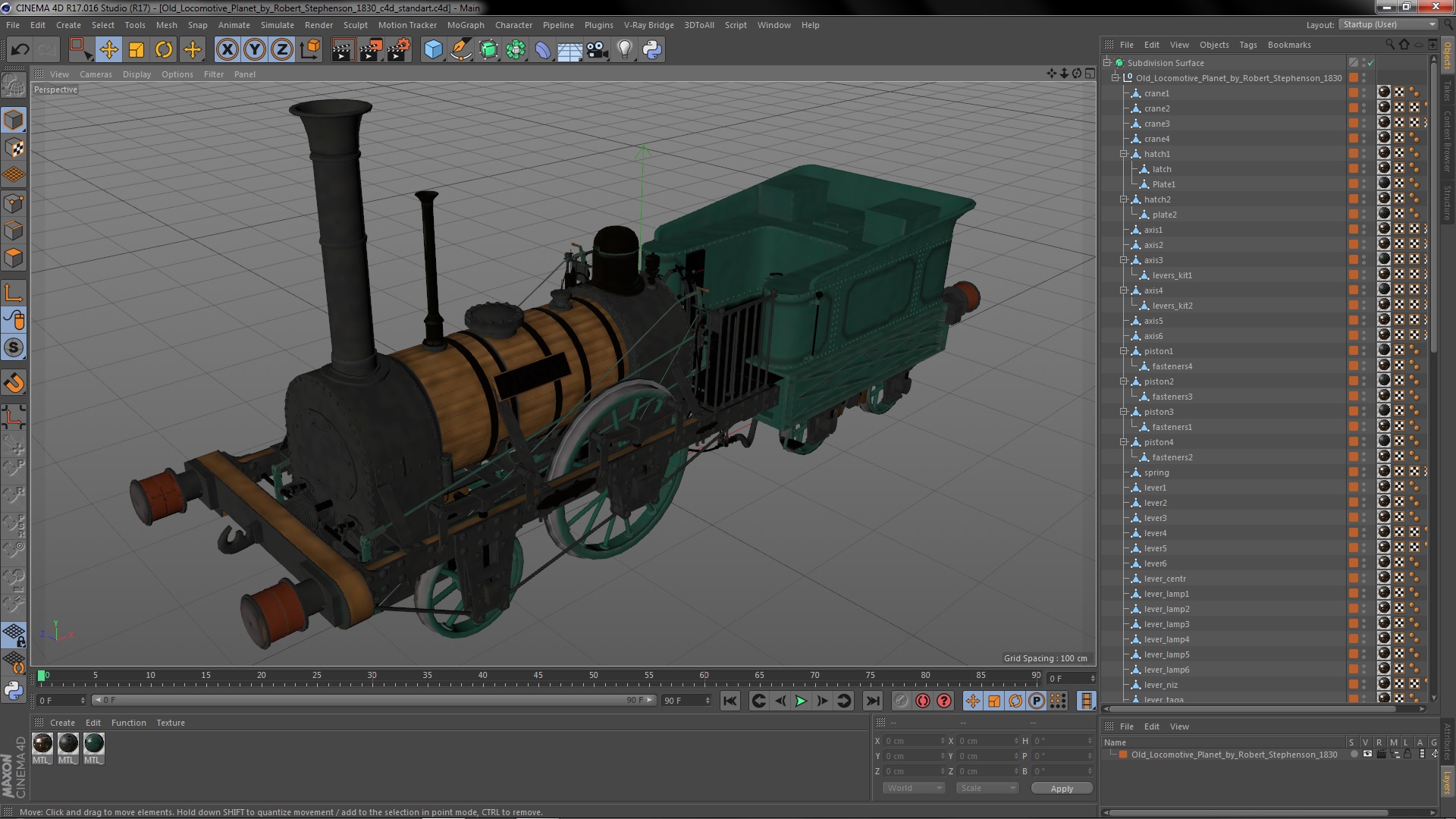 Old Locomotive Planet by Robert Stephenson 1830 3D