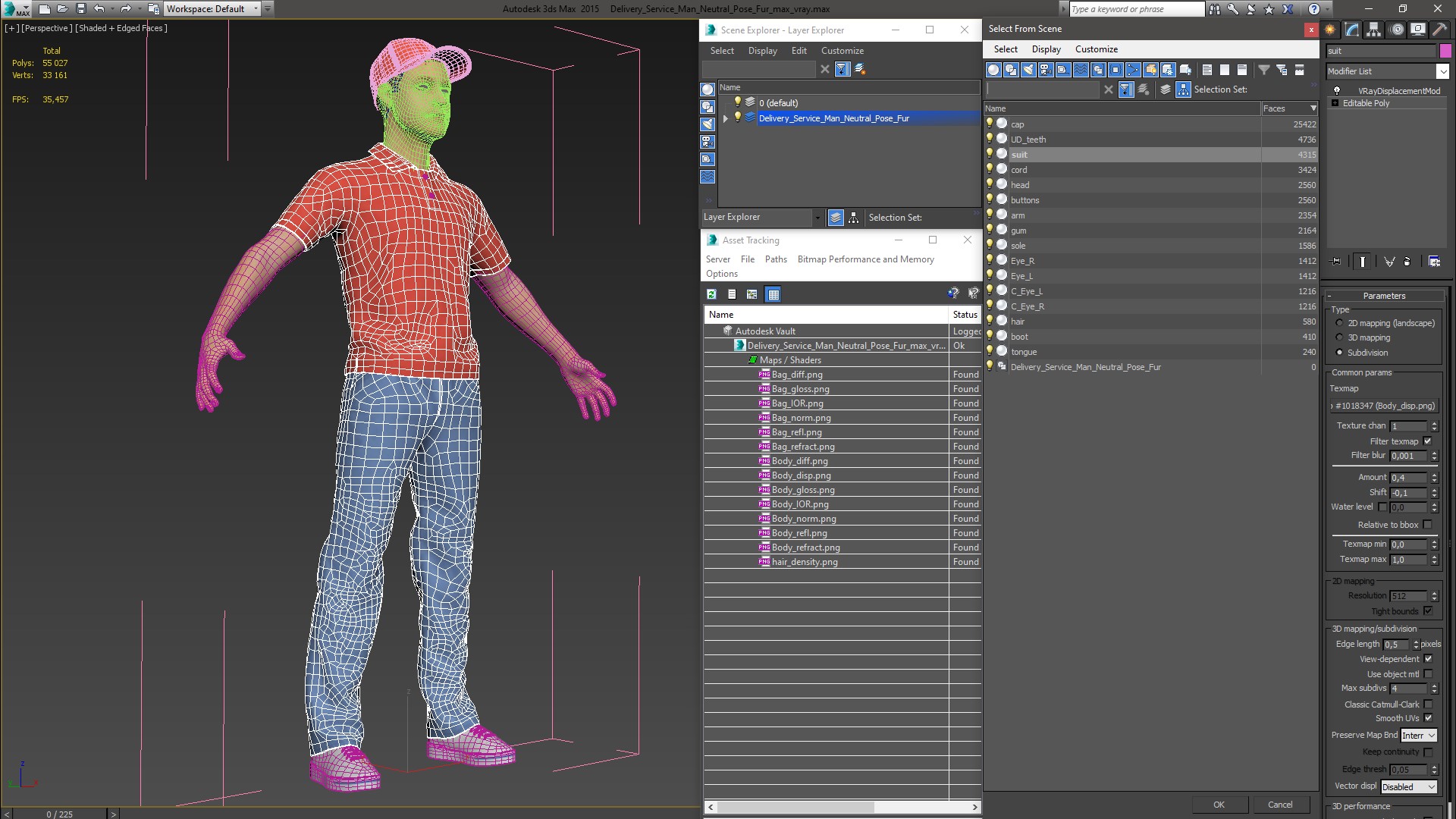 Delivery Service Man Neutral Pose Fur 3D