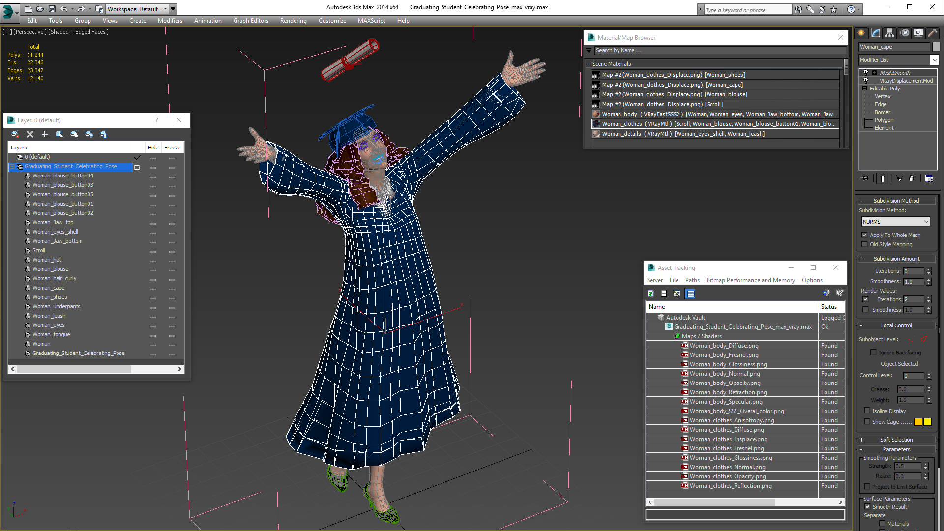 3D model Graduating Student Celebrating Pose