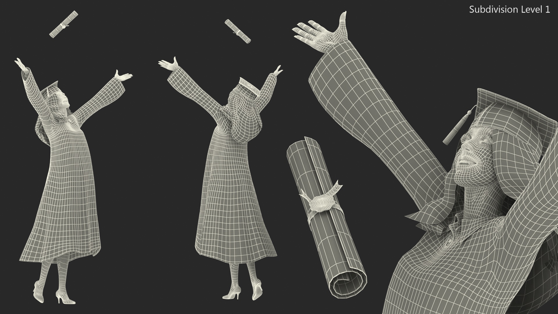 3D model Graduating Student Celebrating Pose