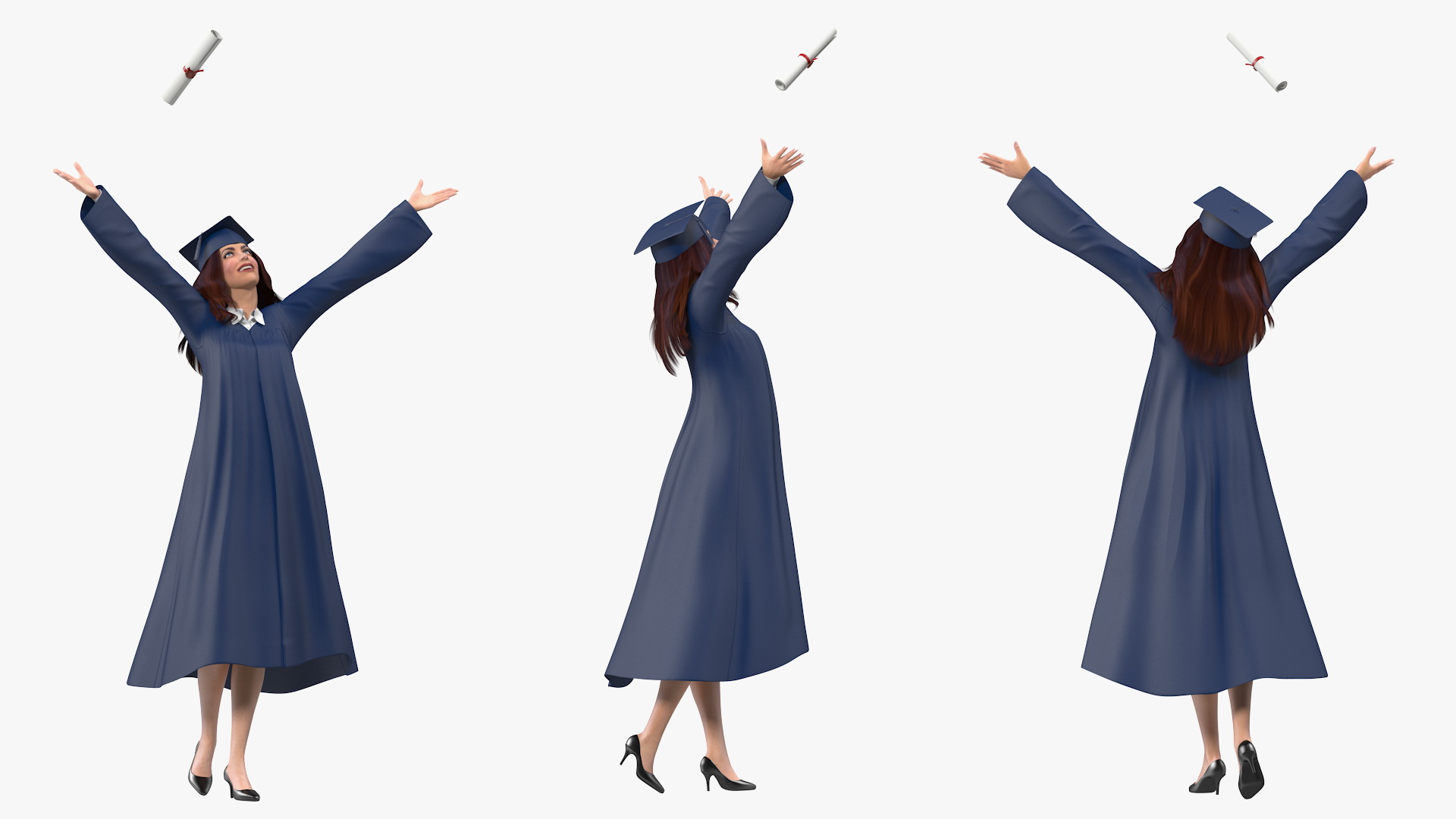 3D model Graduating Student Celebrating Pose