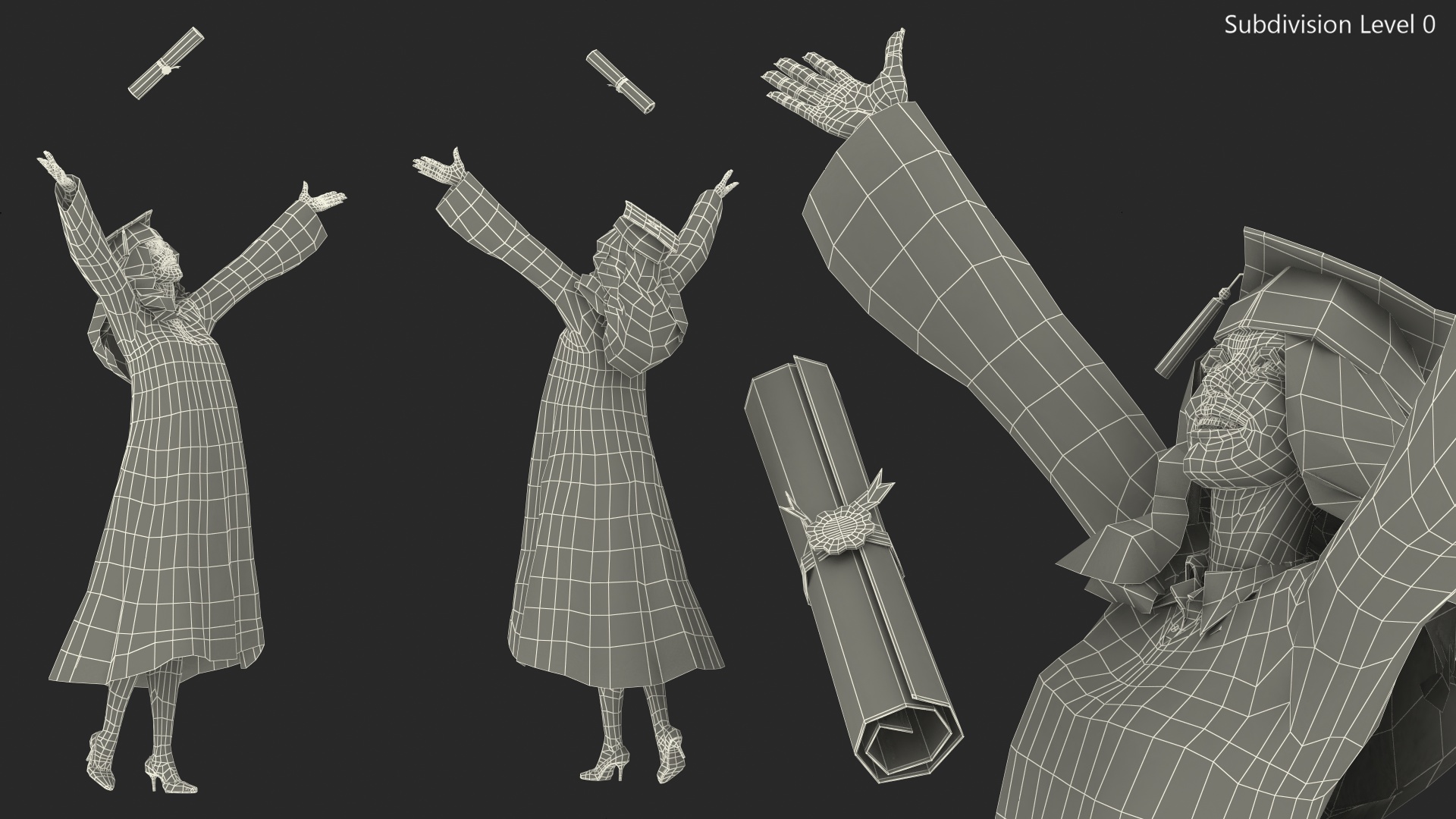 3D model Graduating Student Celebrating Pose