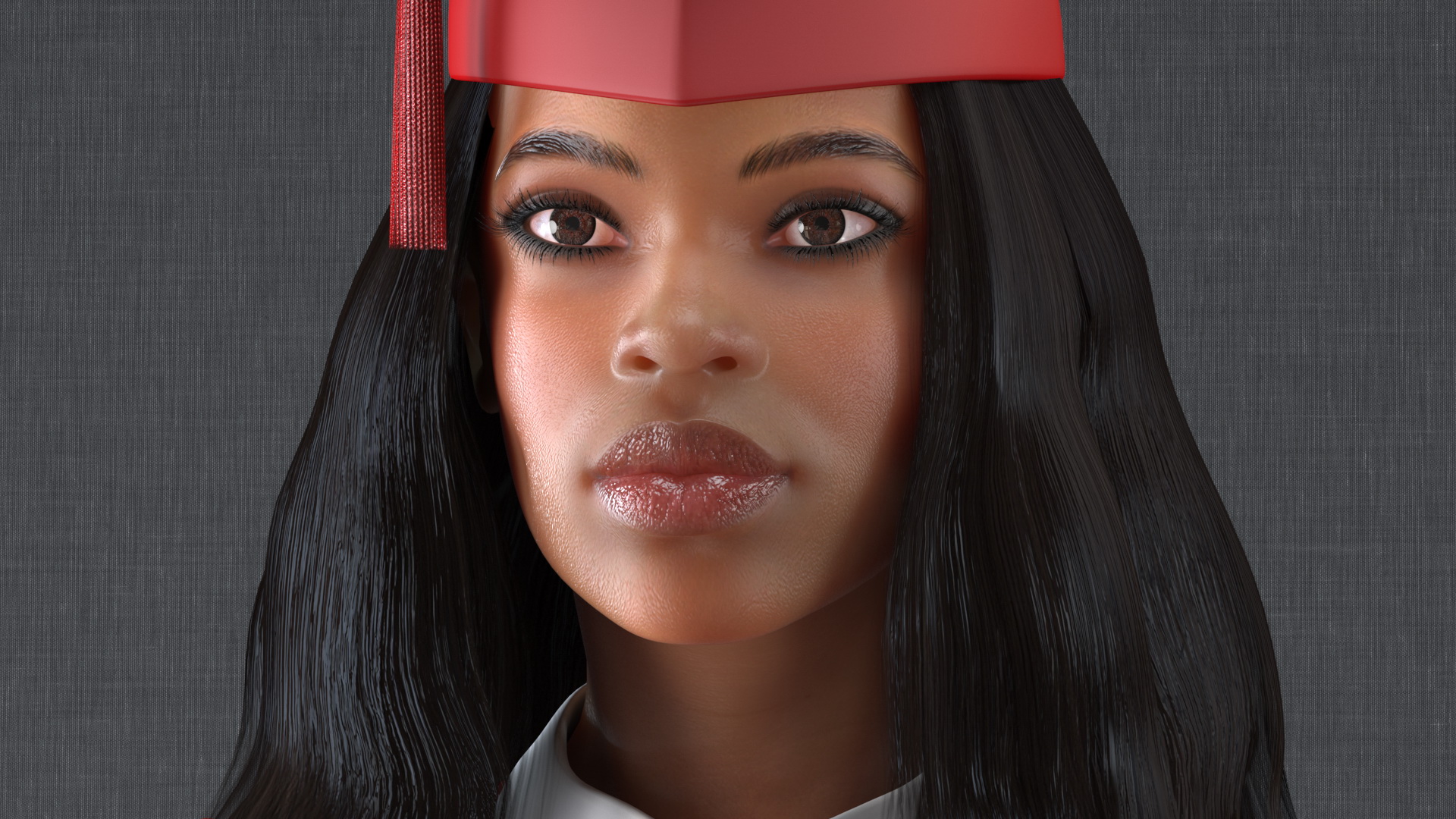 3D model Light Skin Graduation Gown Woman Neutral Pose