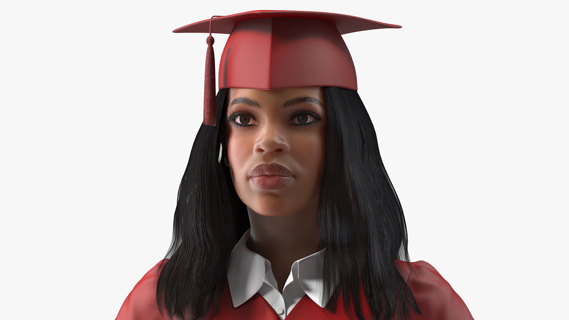 3D model Light Skin Graduation Gown Woman Neutral Pose