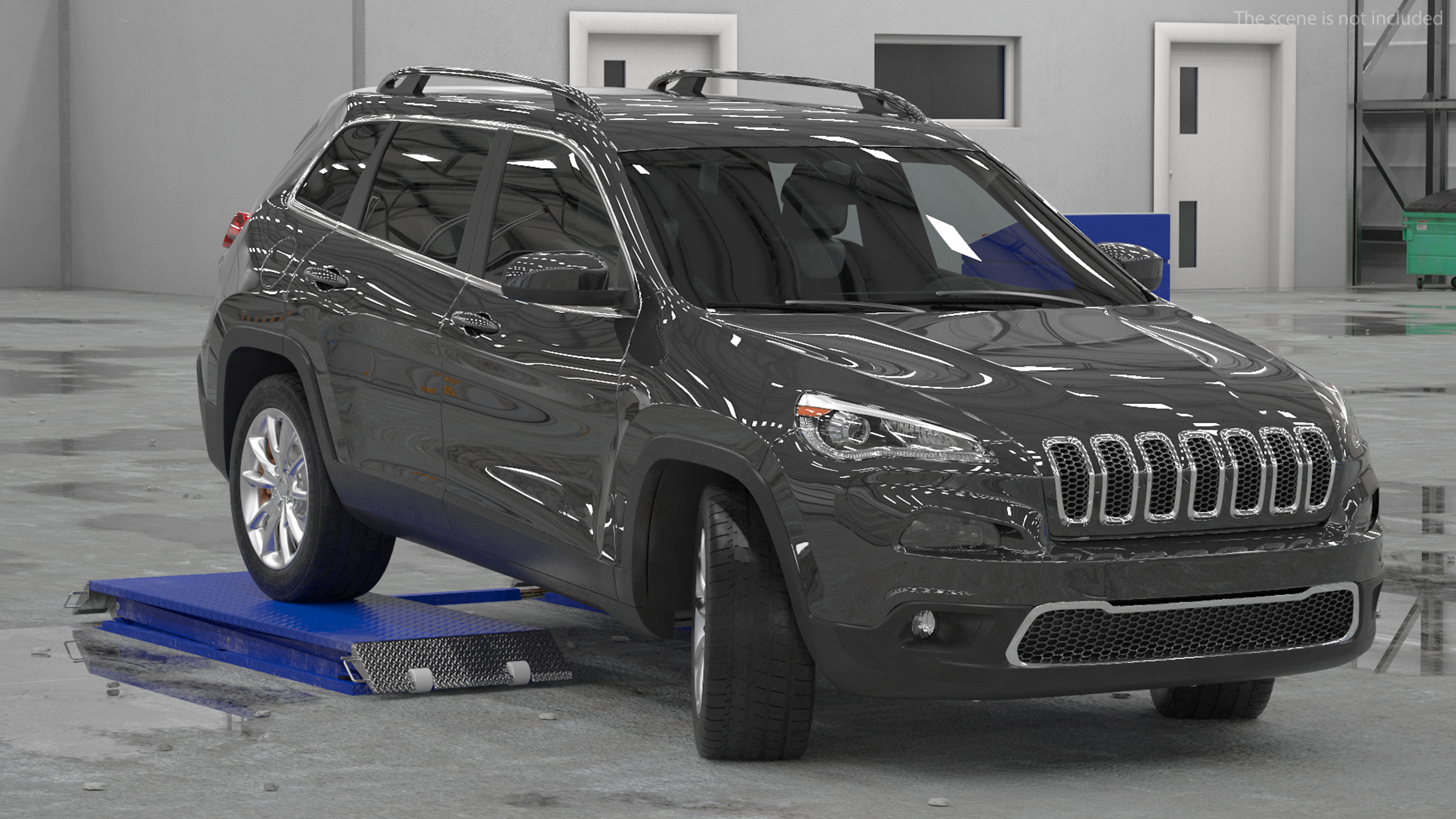 3D Automotive Scissor Lift and SUV Rigged model