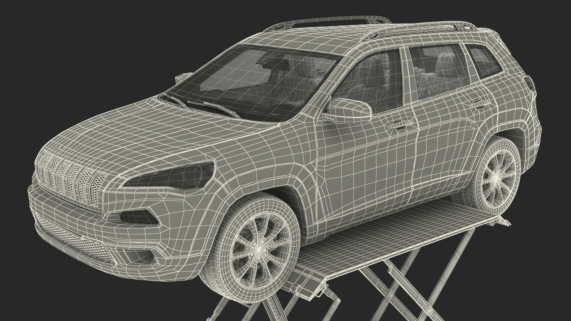 3D Automotive Scissor Lift and SUV Rigged model