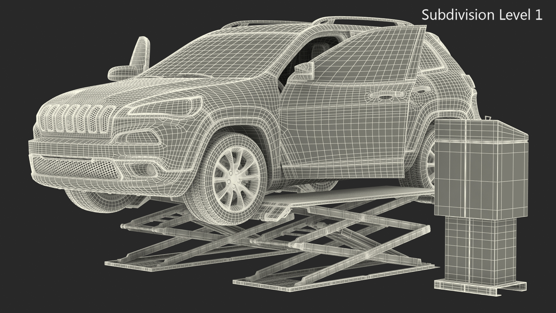 3D Automotive Scissor Lift and SUV Rigged model