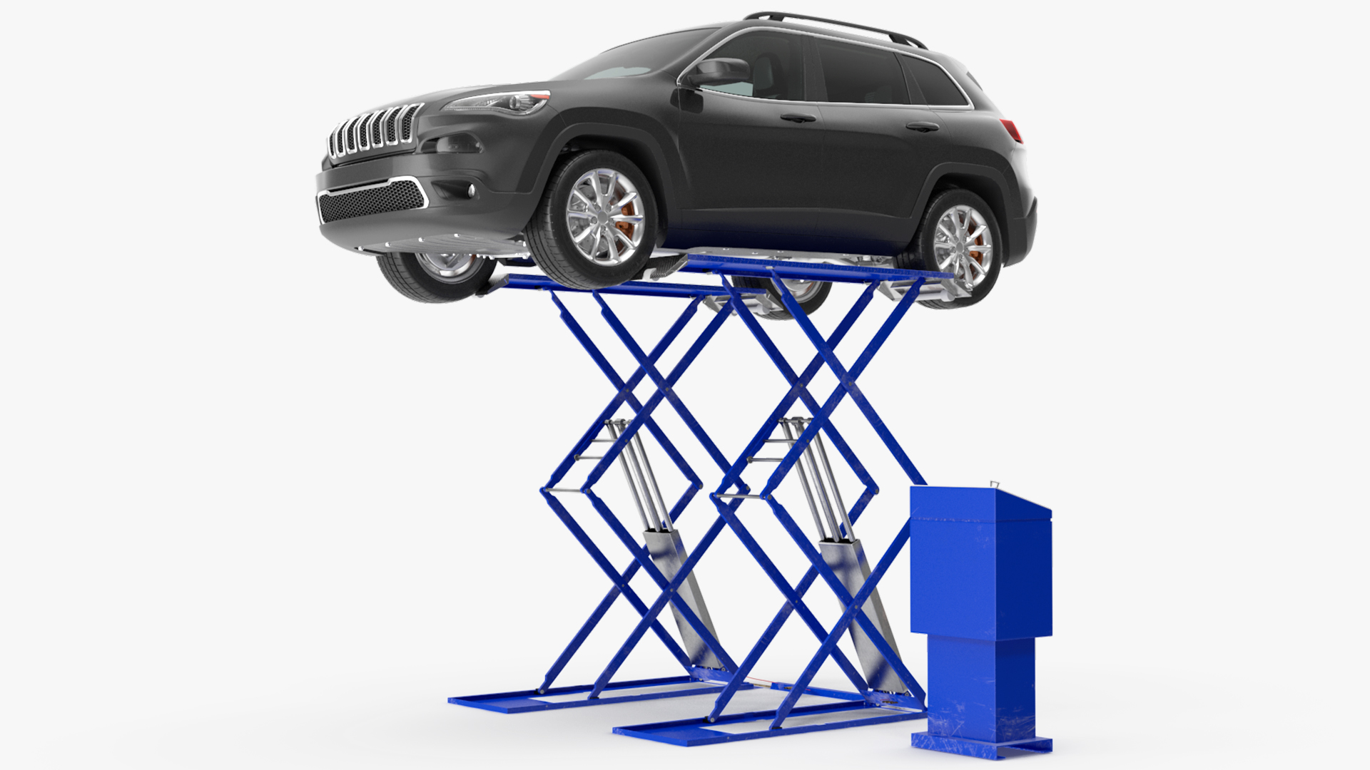 3D Automotive Scissor Lift and SUV Rigged model