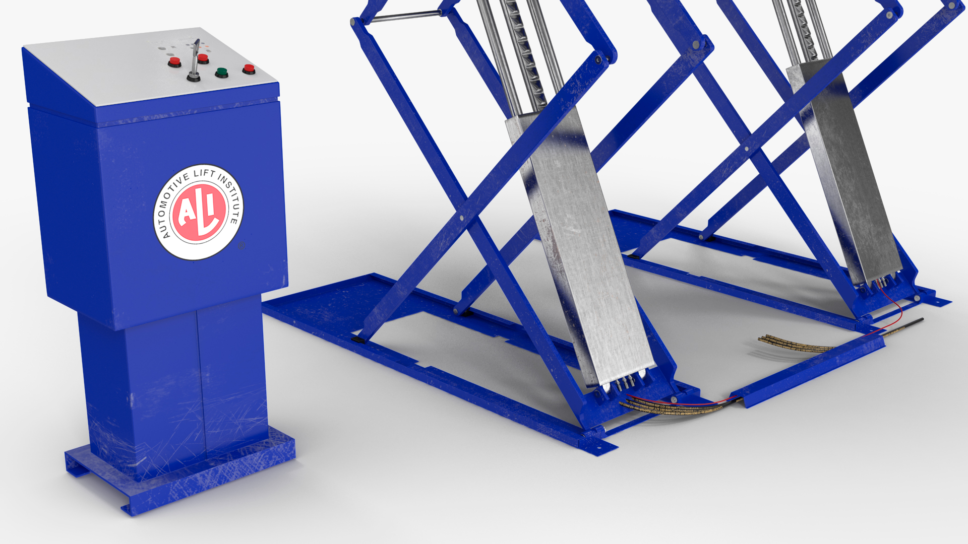 3D Automotive Scissor Lift and SUV Rigged model