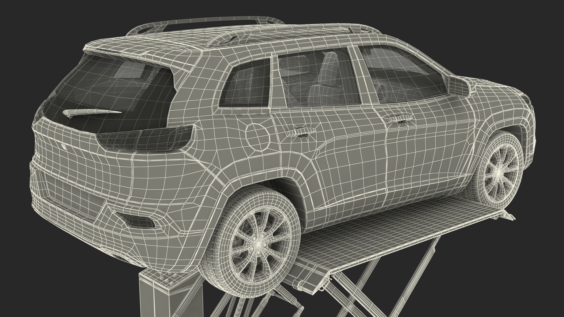 3D Automotive Scissor Lift and SUV Rigged model