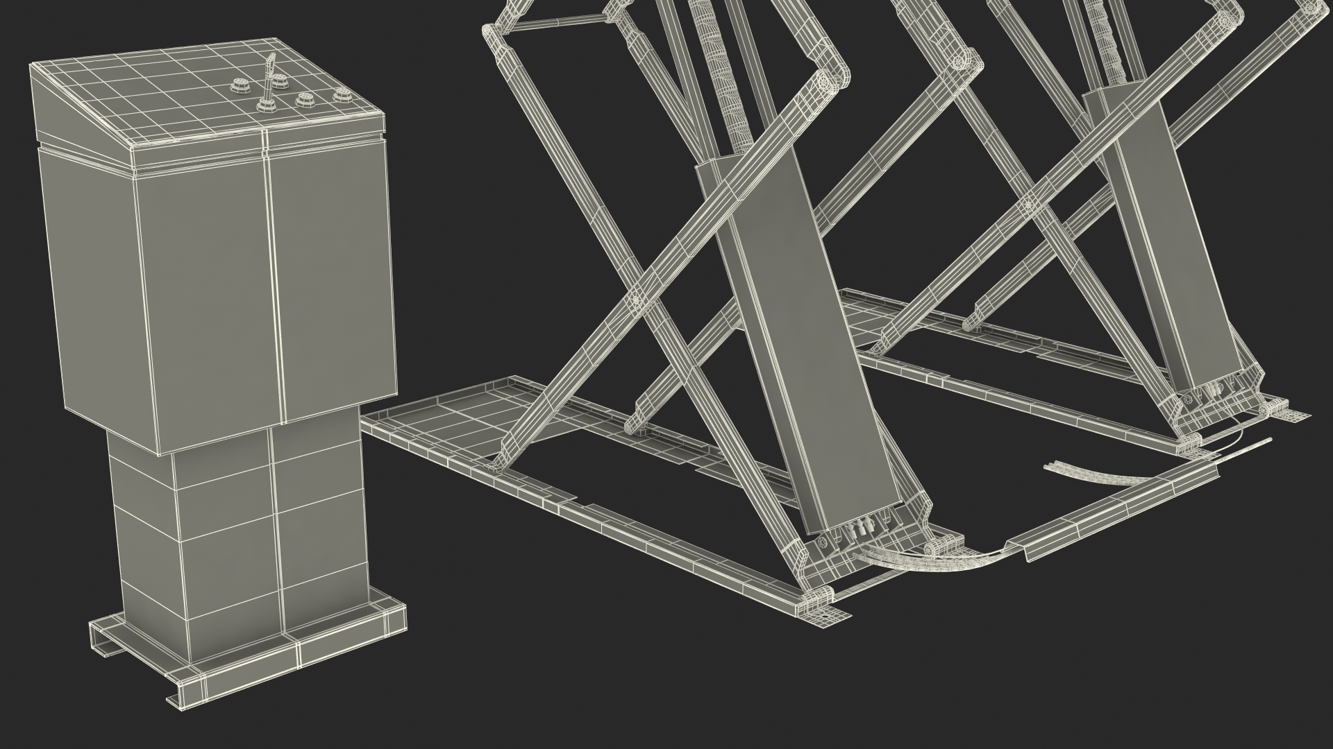3D Automotive Scissor Lift and SUV Rigged model