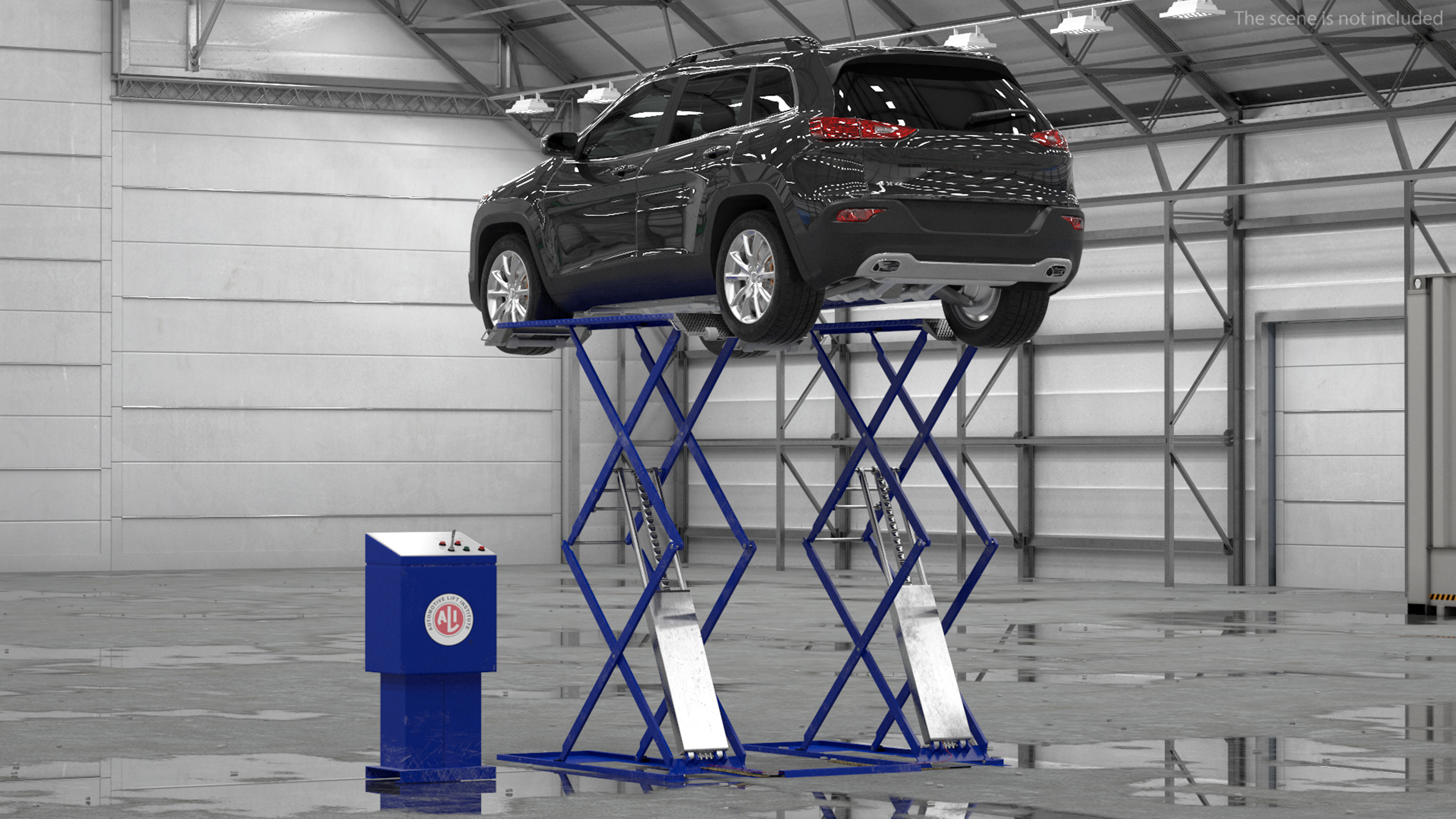 3D Automotive Scissor Lift and SUV Rigged model