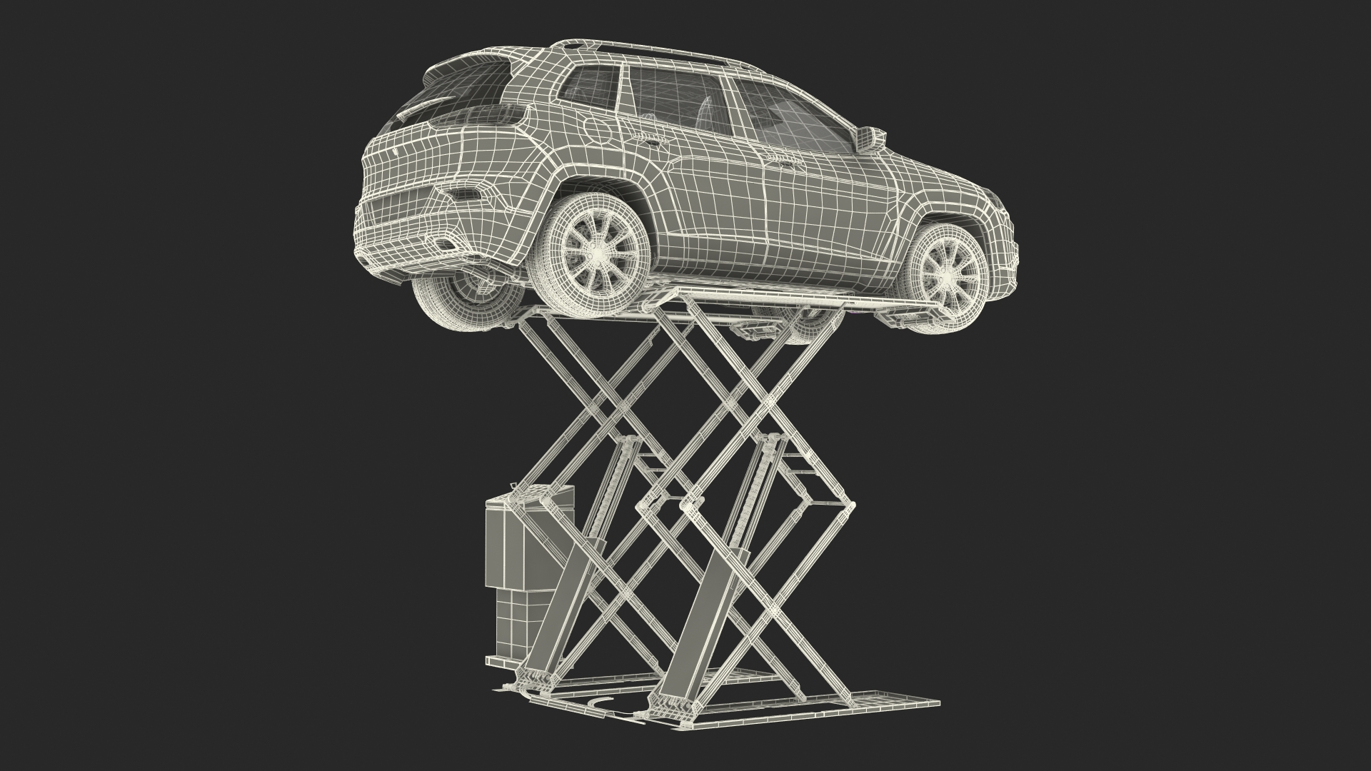 3D Automotive Scissor Lift and SUV Rigged model