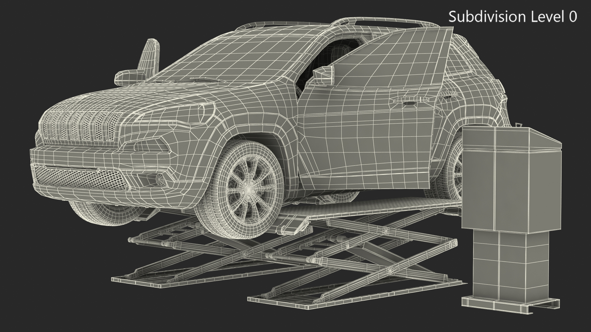 3D Automotive Scissor Lift and SUV Rigged model