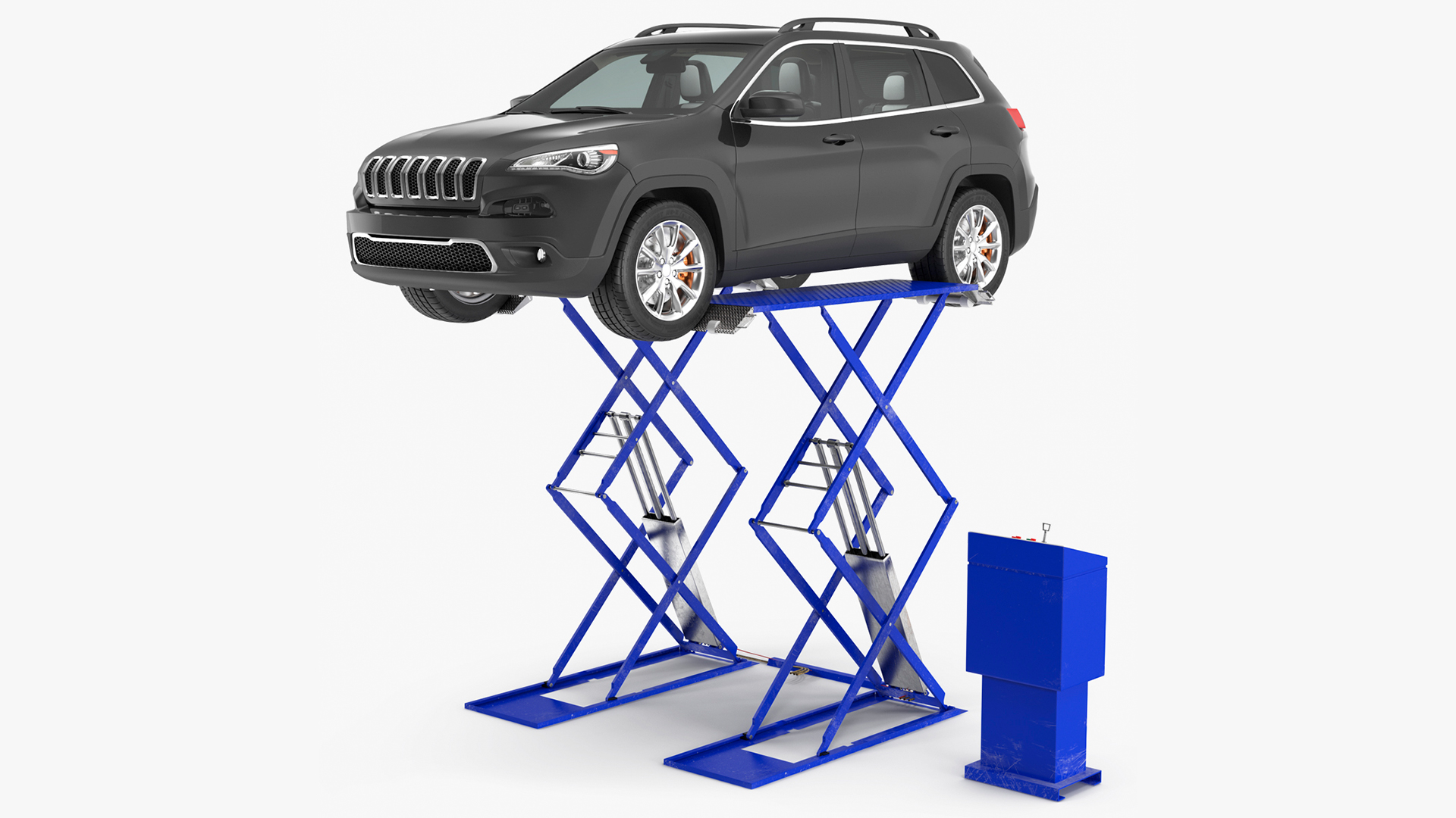 3D Automotive Scissor Lift and SUV Rigged model