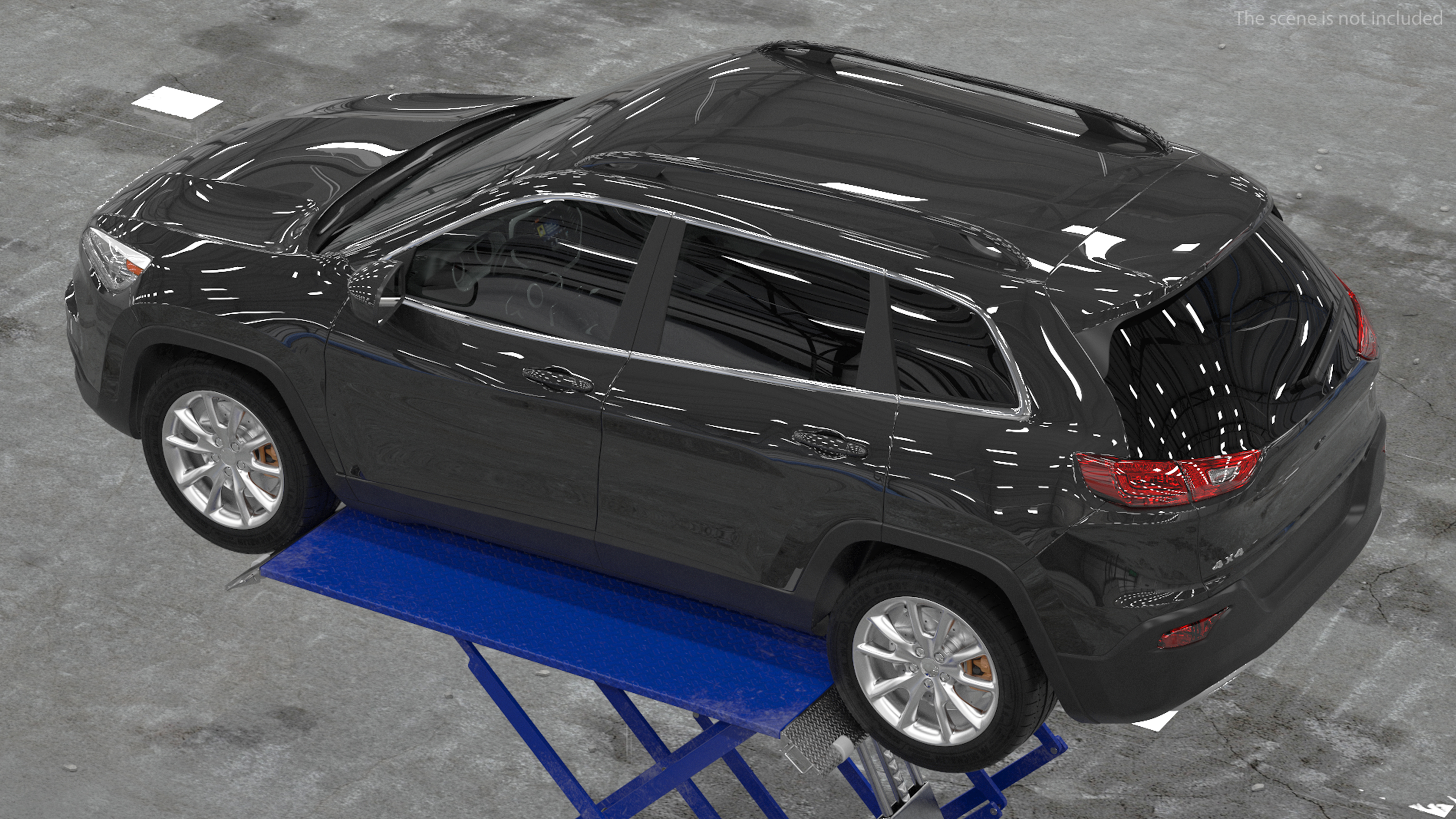 3D Automotive Scissor Lift and SUV Rigged model