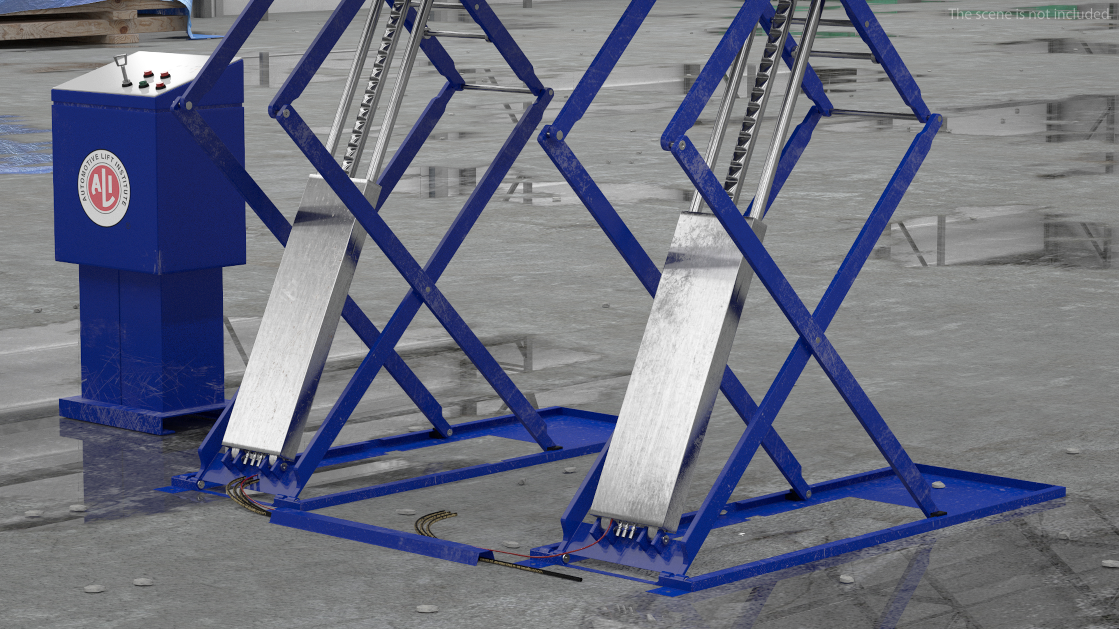 3D Automotive Scissor Lift and SUV Rigged model