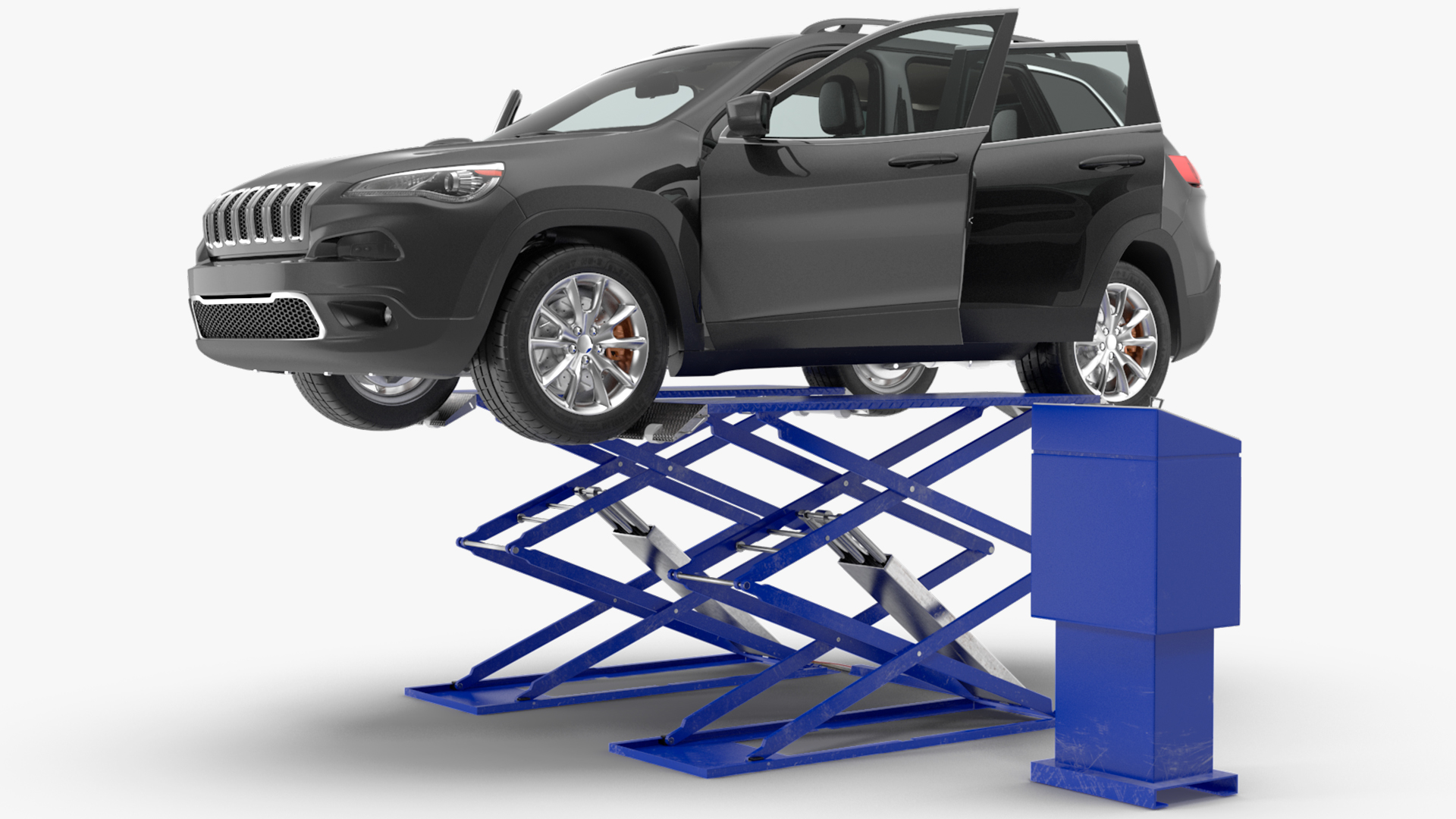 3D Automotive Scissor Lift and SUV Rigged model