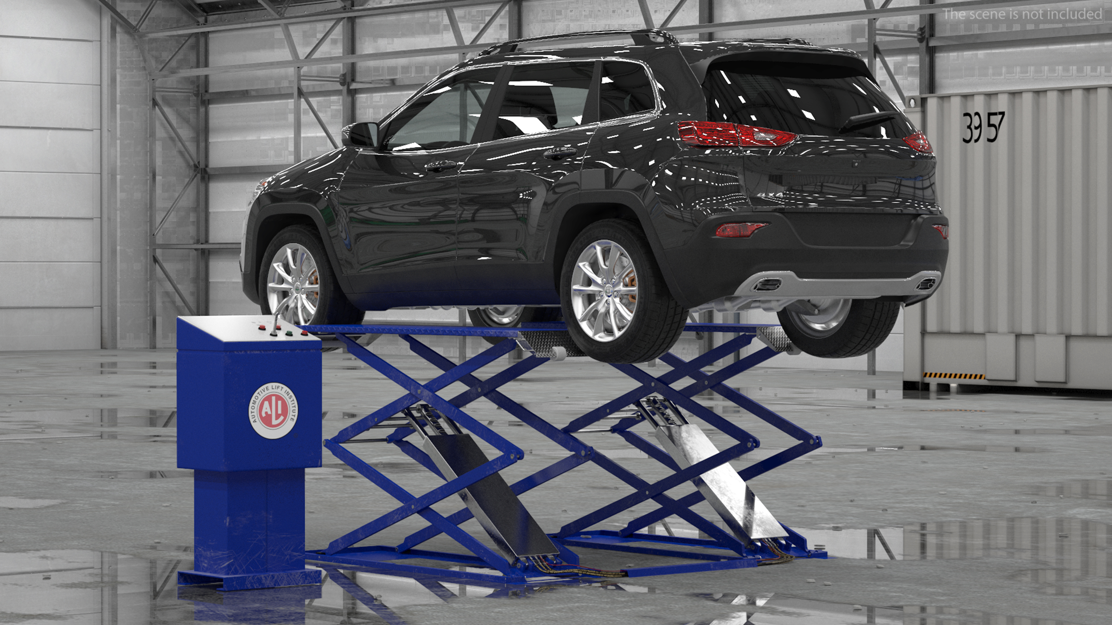 3D Automotive Scissor Lift and SUV Rigged model