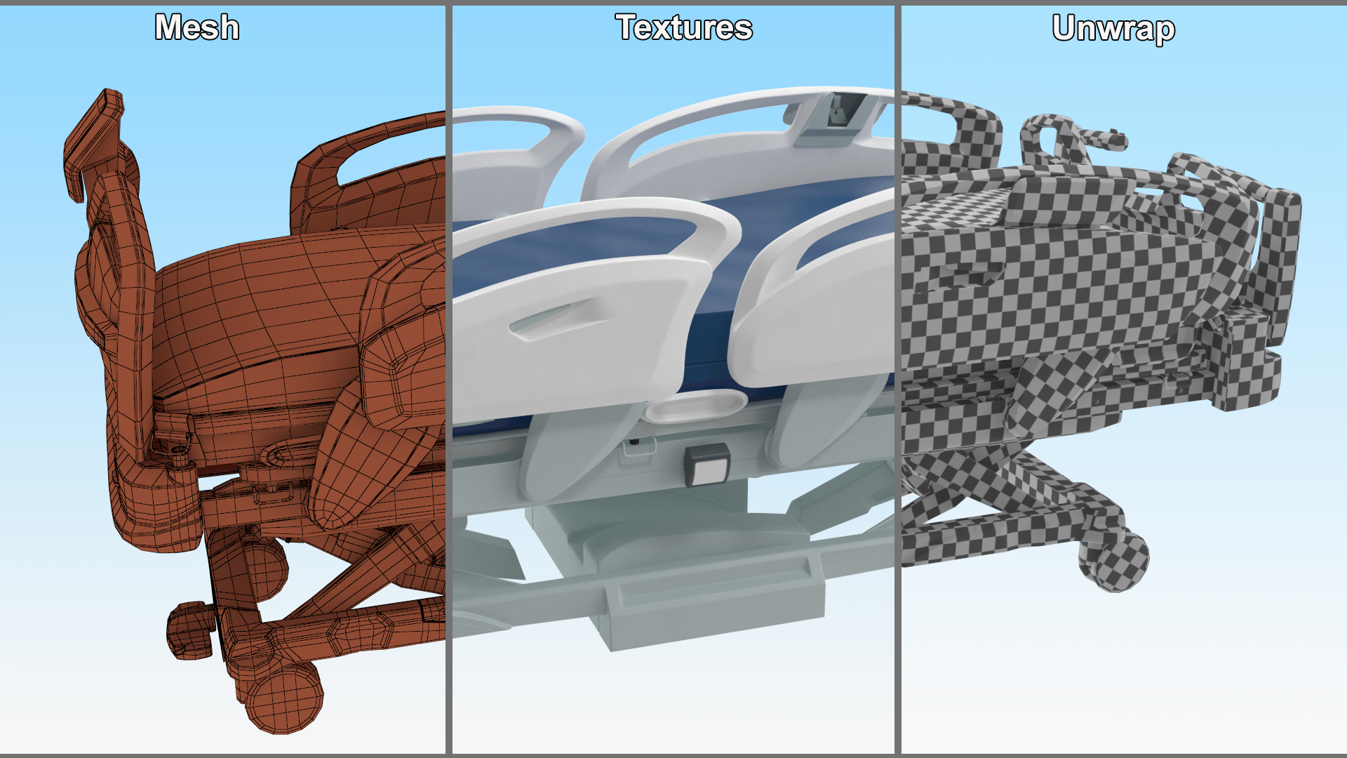 Smart Hospital Bed Rigged for Maya 3D model