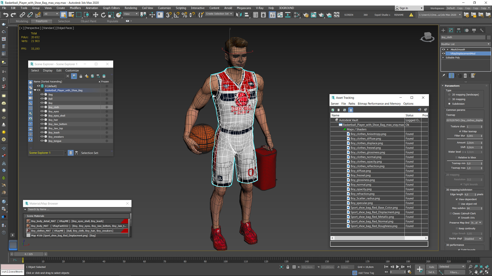 3D Basketball Player with Shoe Bag