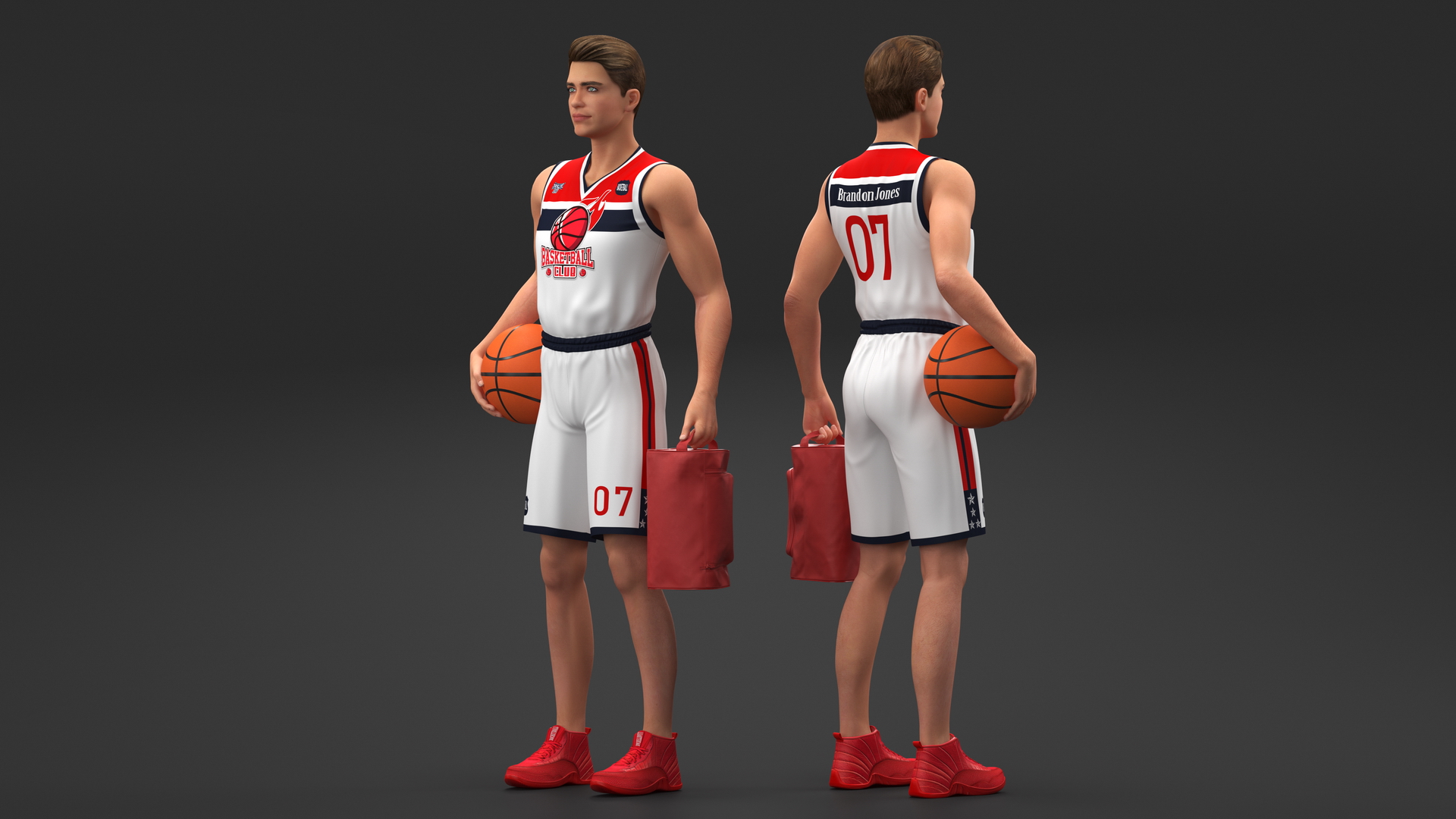 3D Basketball Player with Shoe Bag