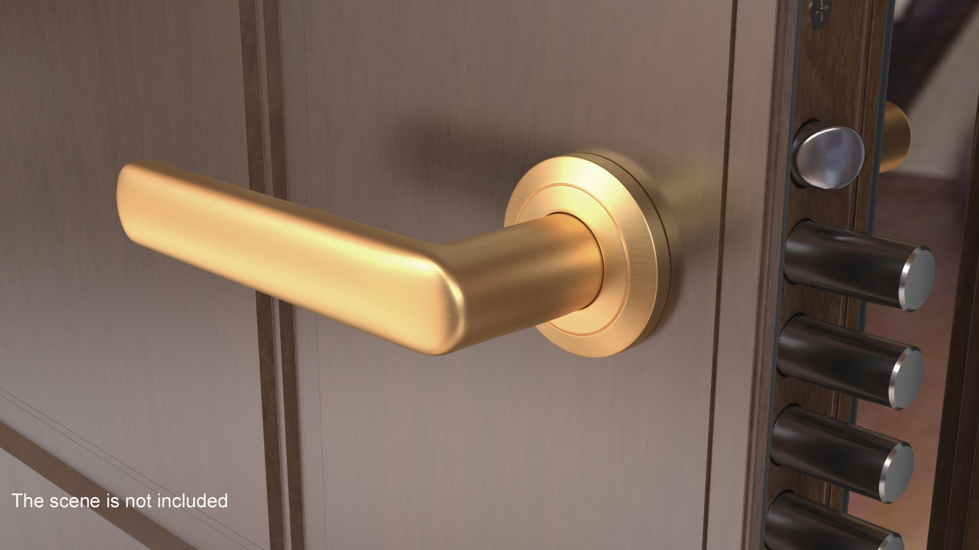 3D Gold Straight Door Handles