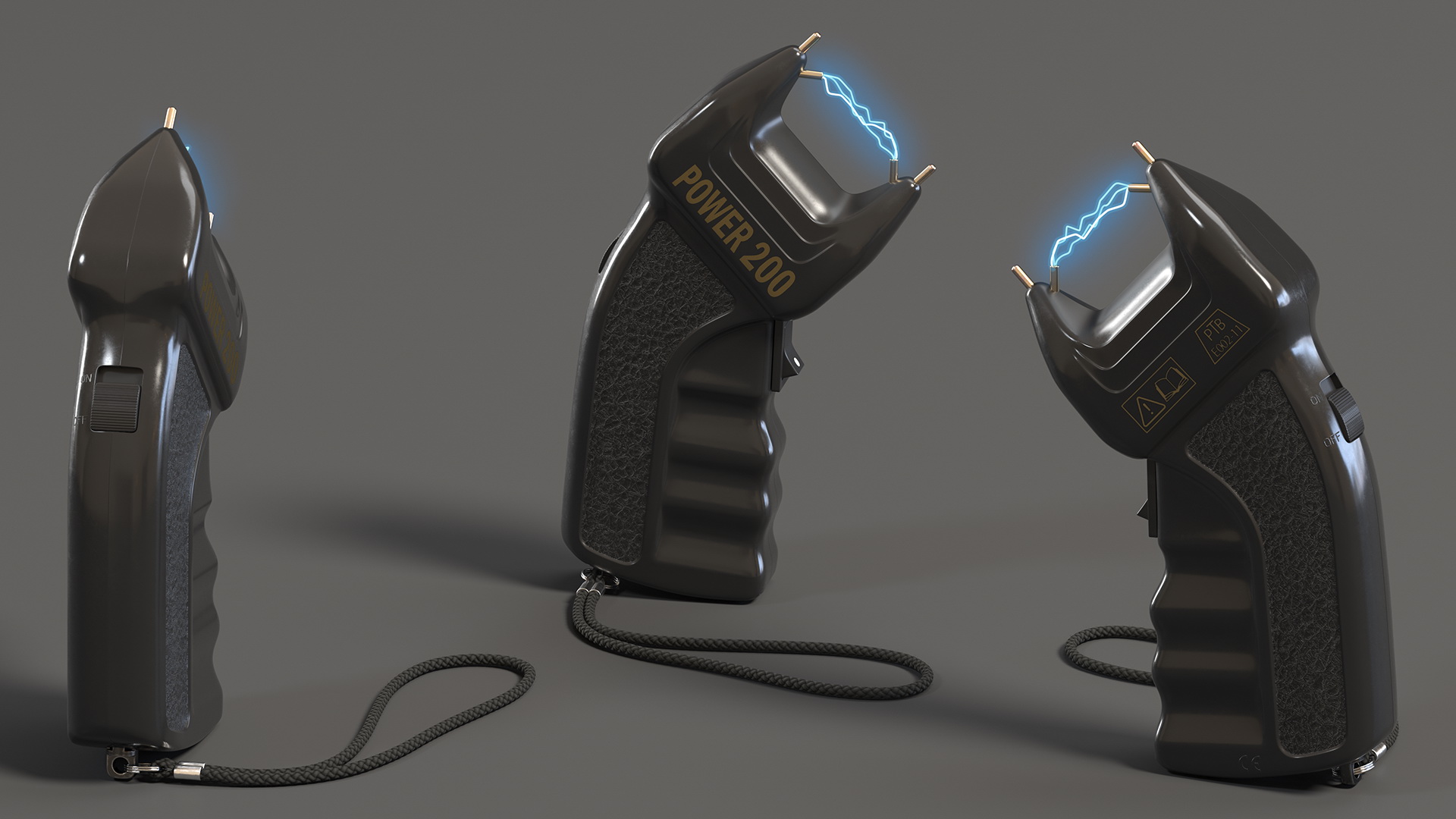 3D model Stun Gun Power 200 with Electrical Charge Fur