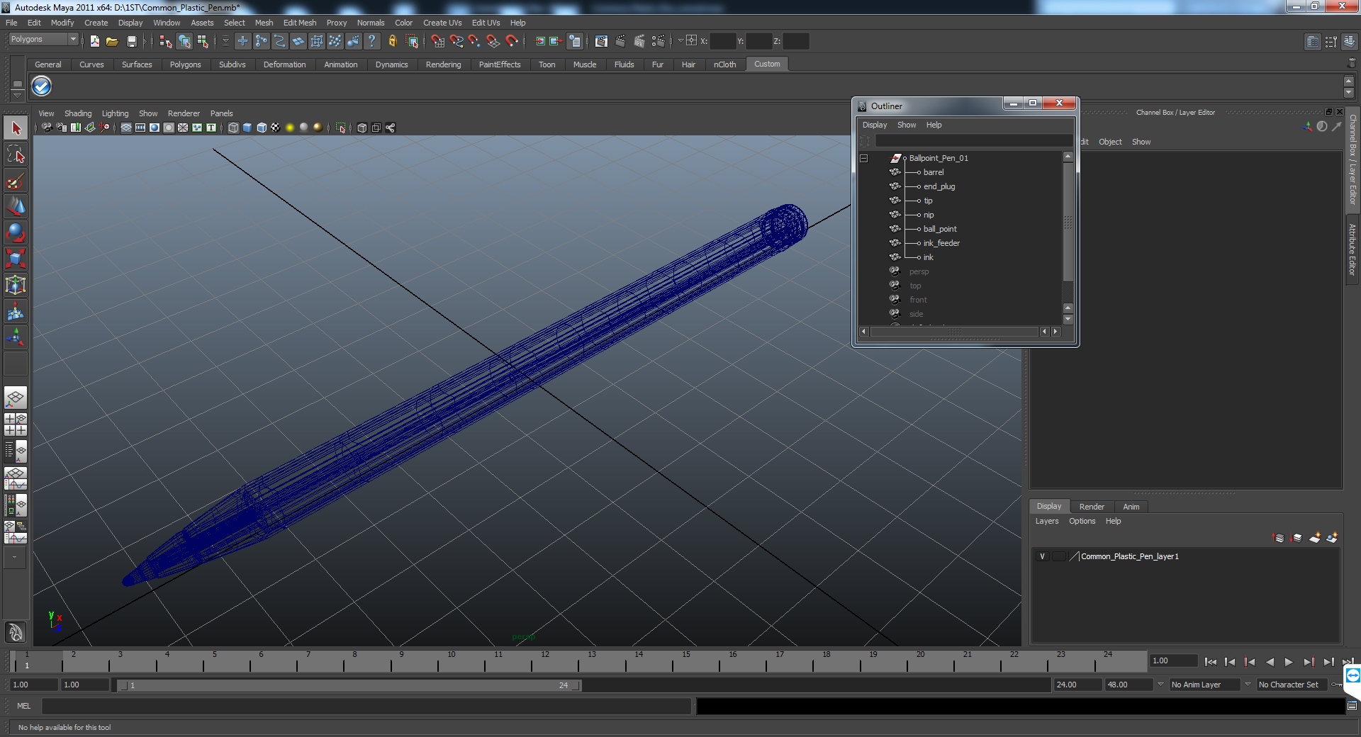 3D Common Plastic Pen model