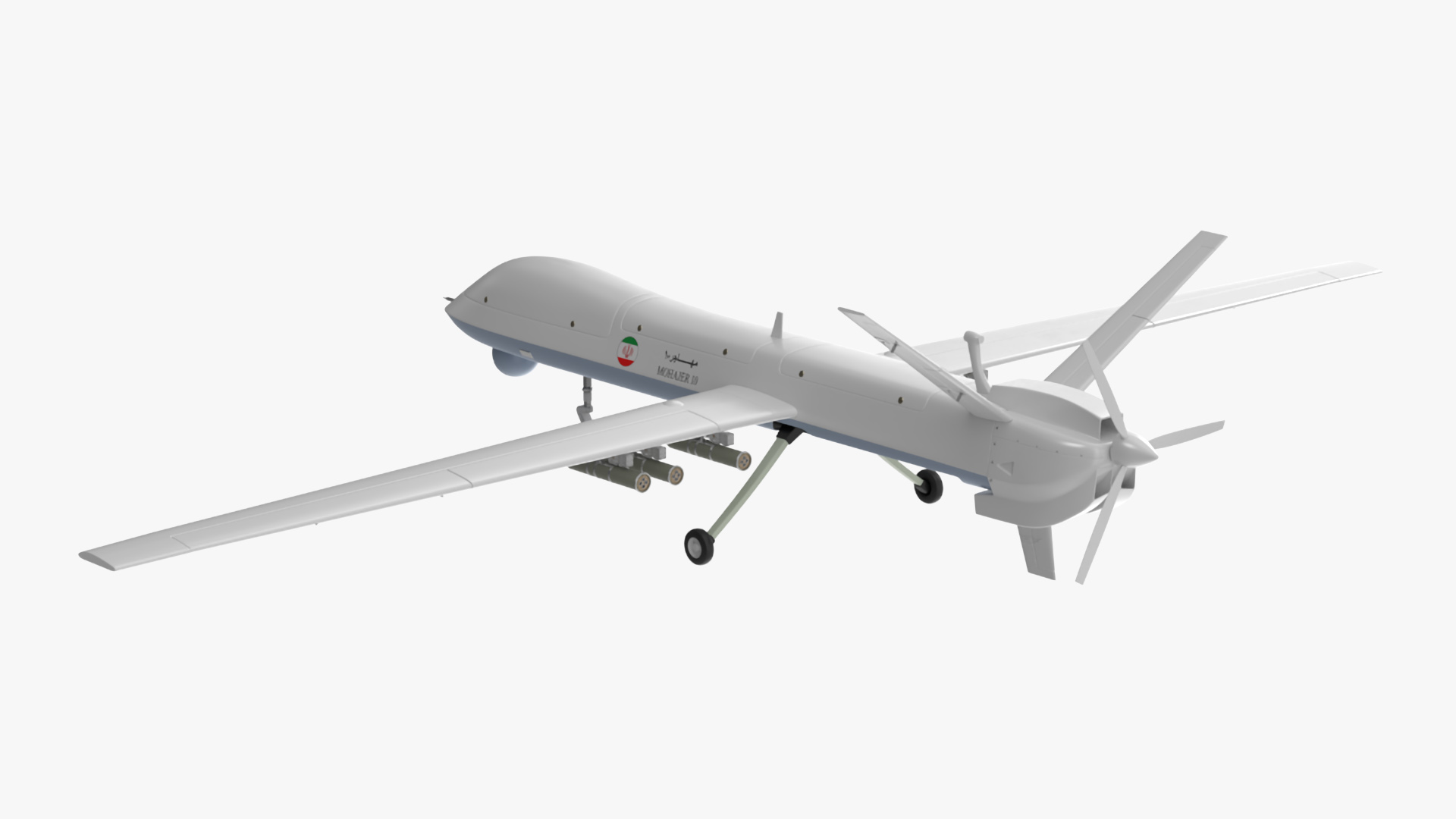 3D Iranian Dron Qods Mohajer 10 Blue model